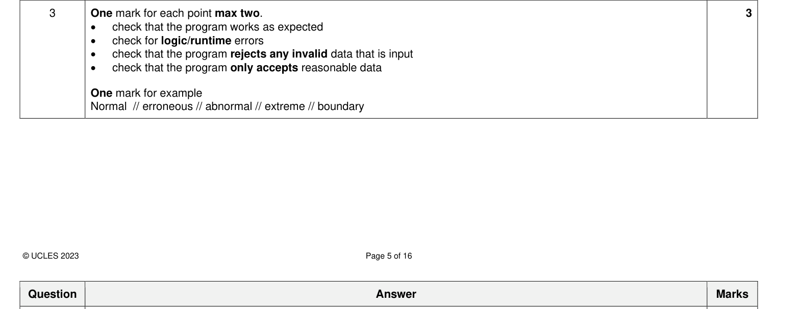 Mark scheme