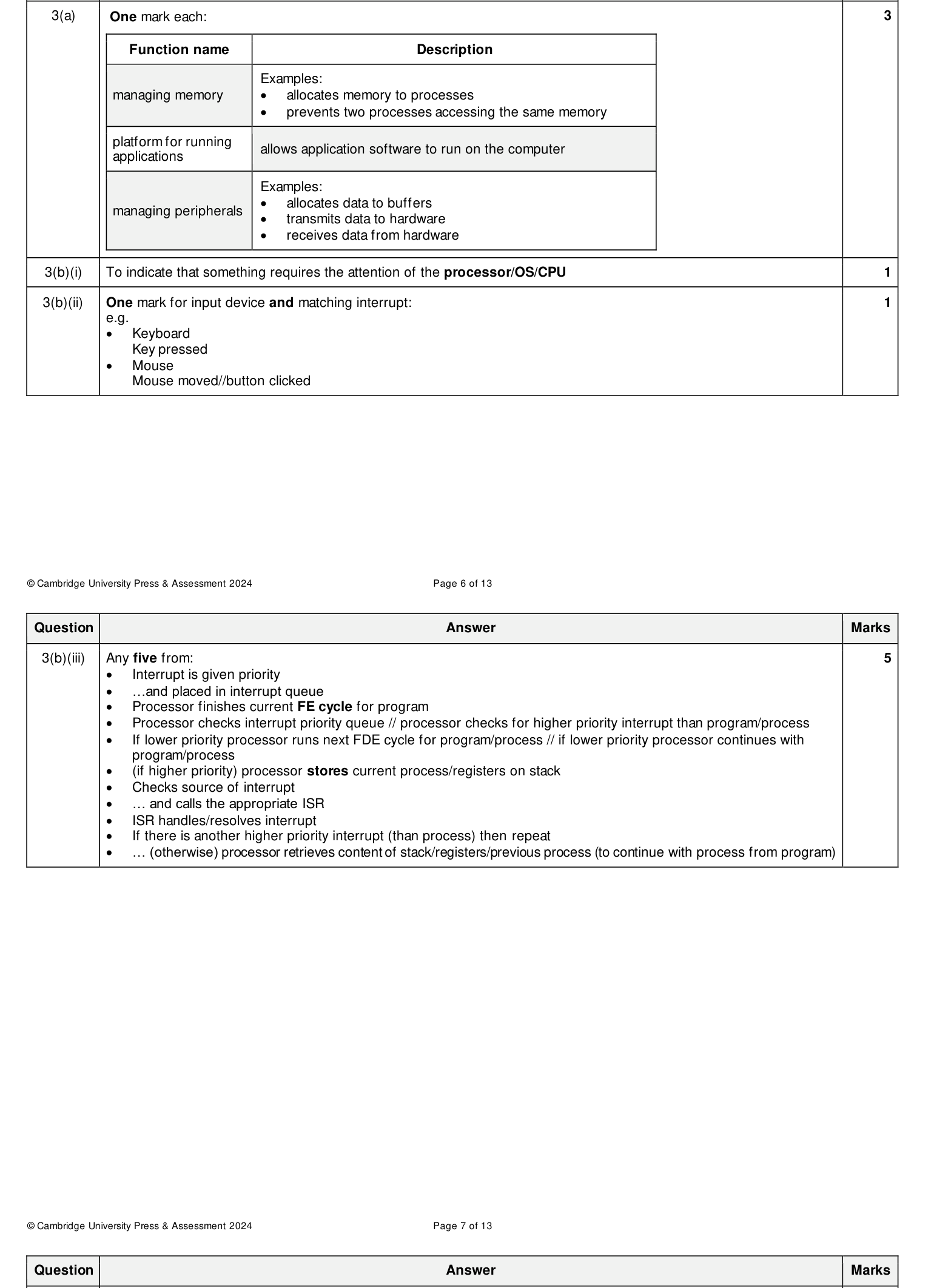 Mark scheme