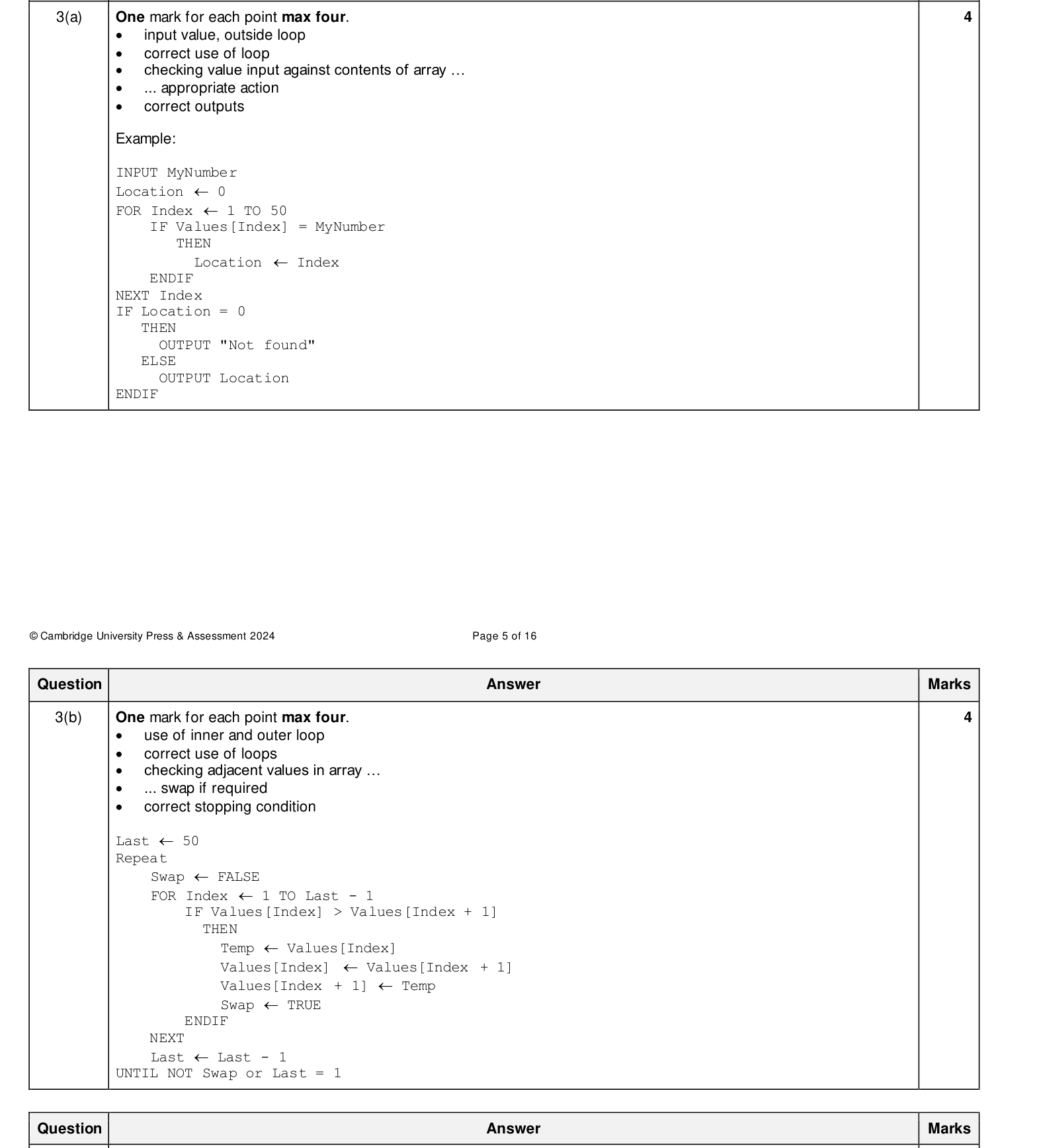 Mark scheme