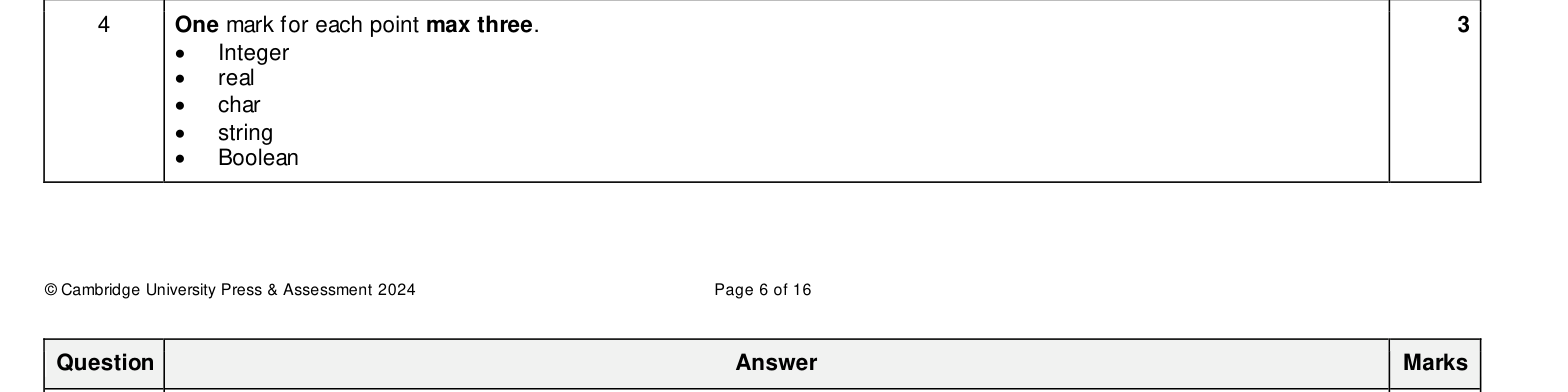 Mark scheme