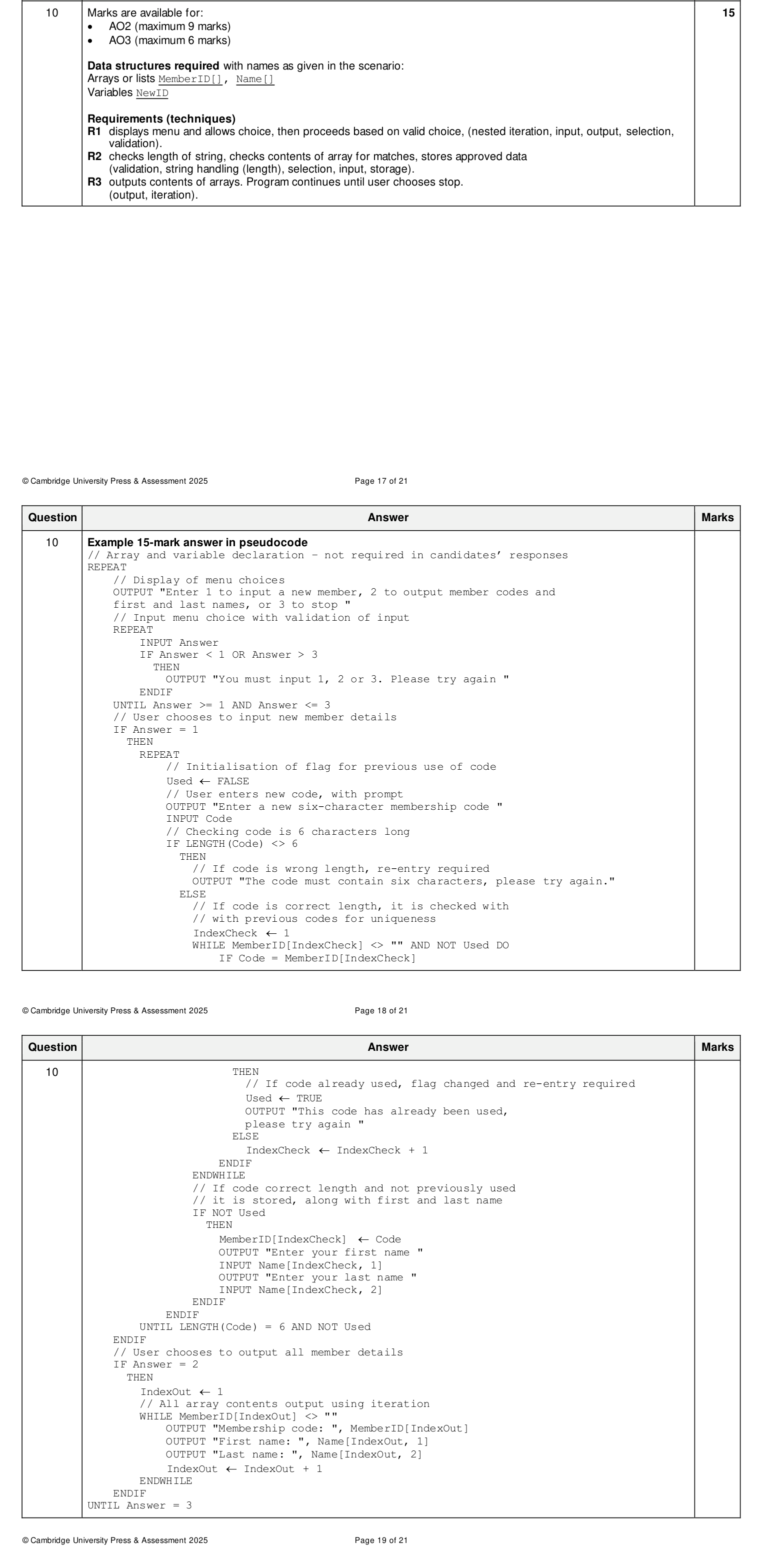 Mark scheme