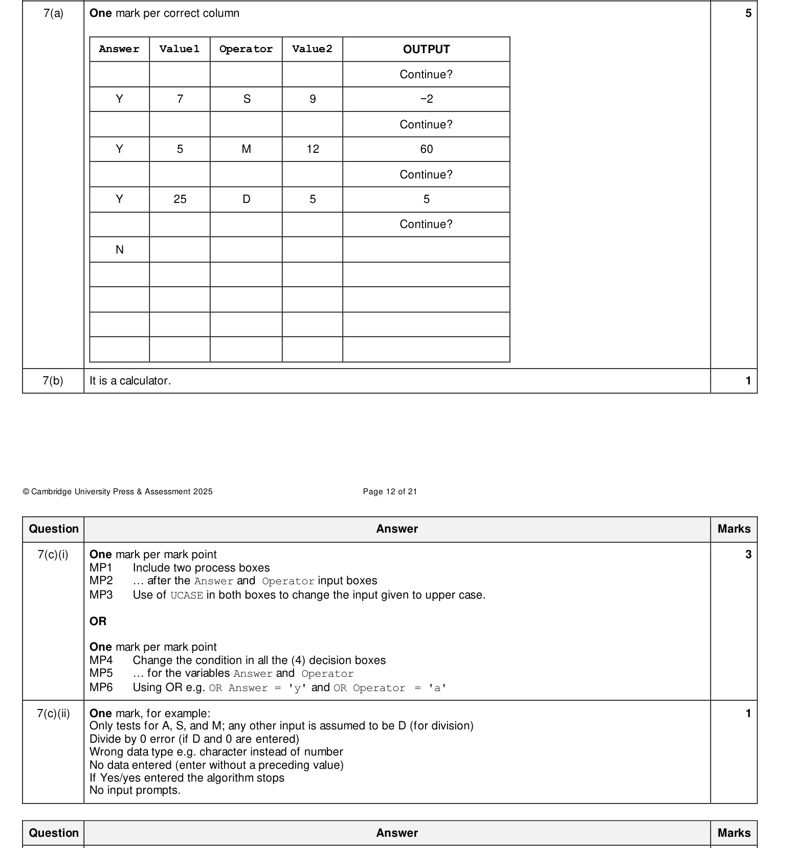 Mark scheme