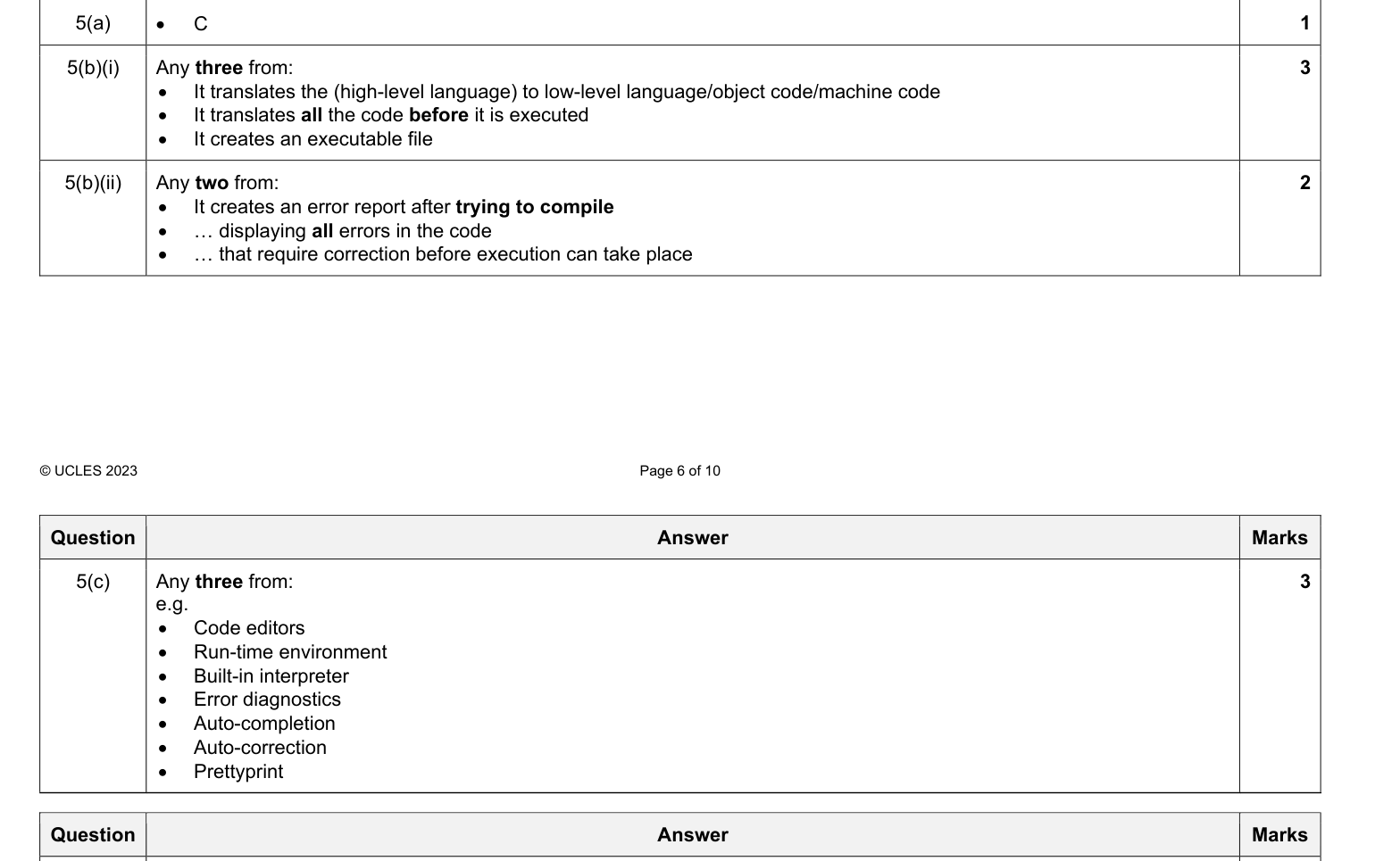 Mark scheme