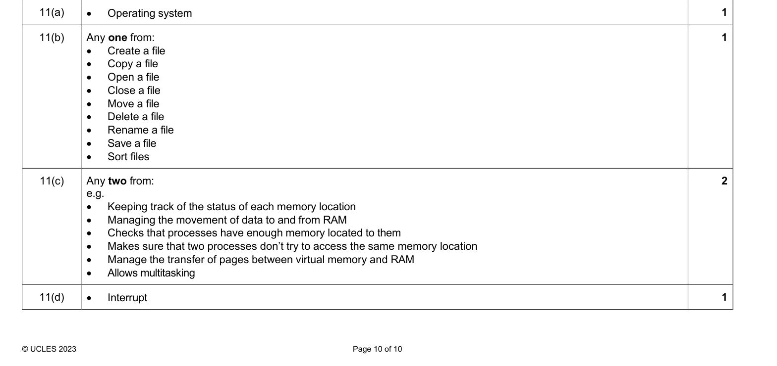 Mark scheme