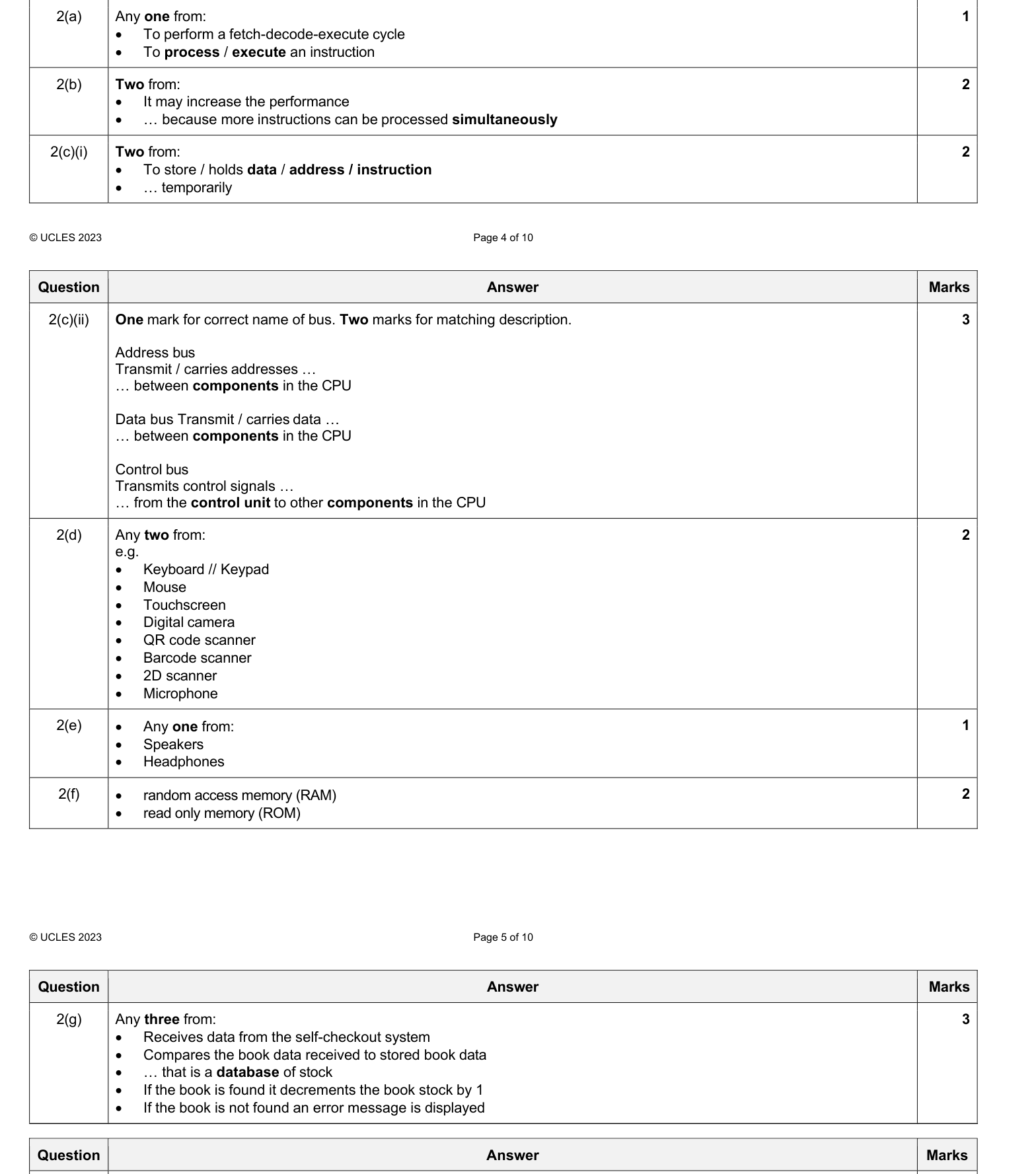 Mark scheme