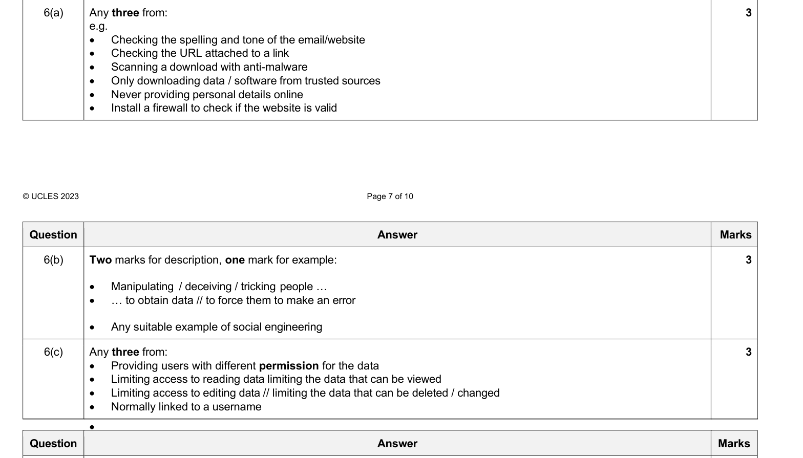 Mark scheme