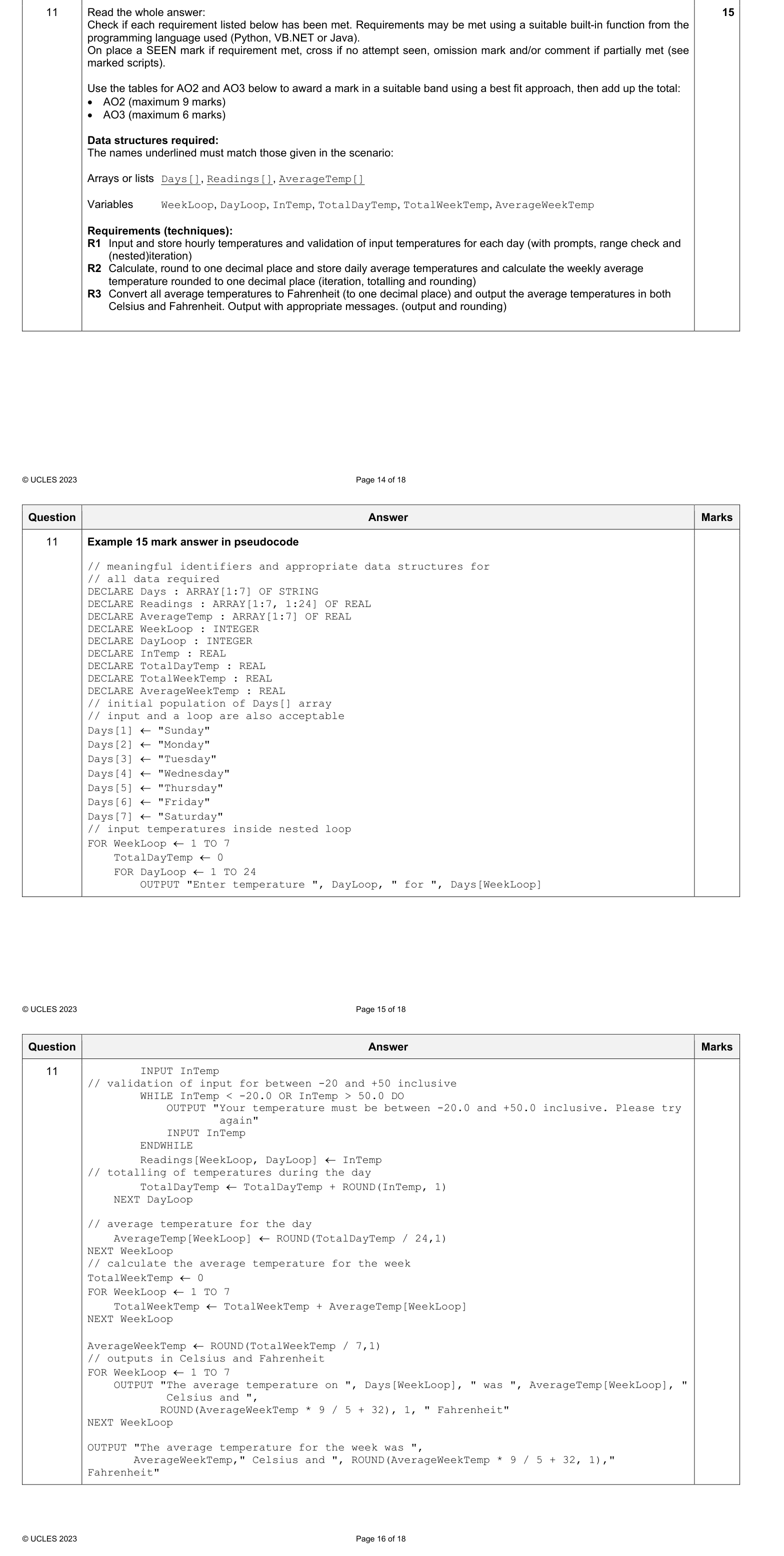 Mark scheme