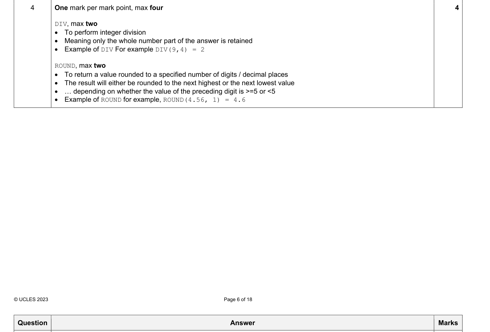 Mark scheme