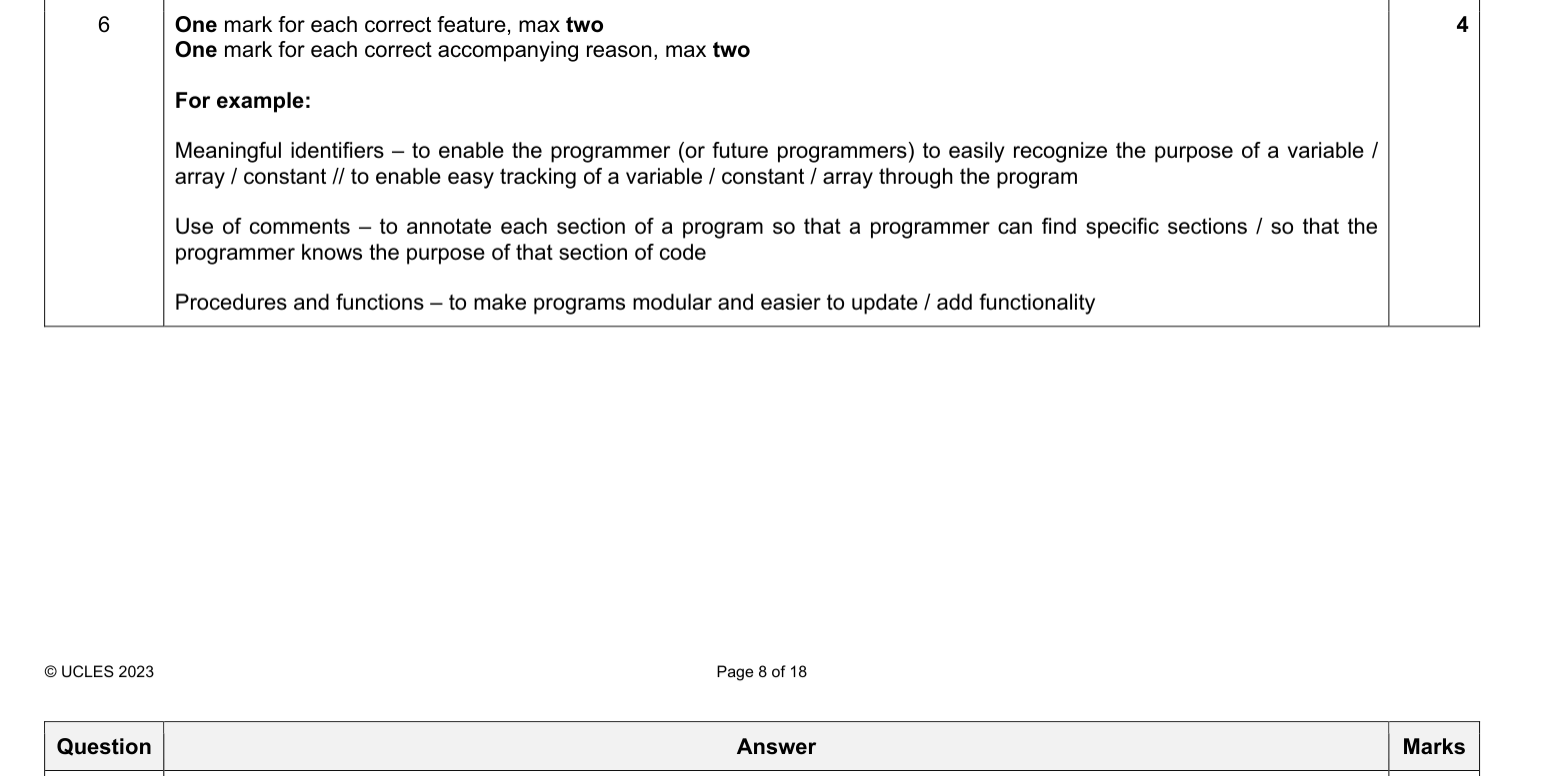 Mark scheme