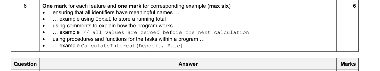 Mark scheme