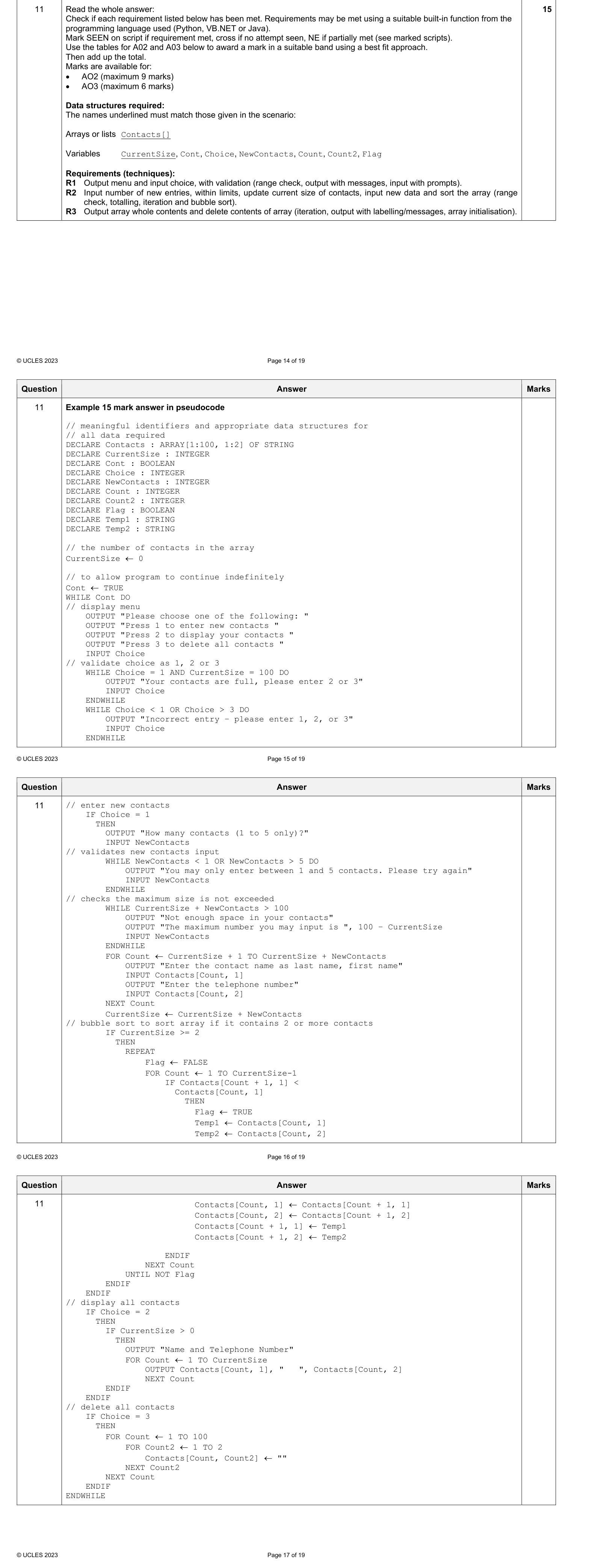 Mark scheme