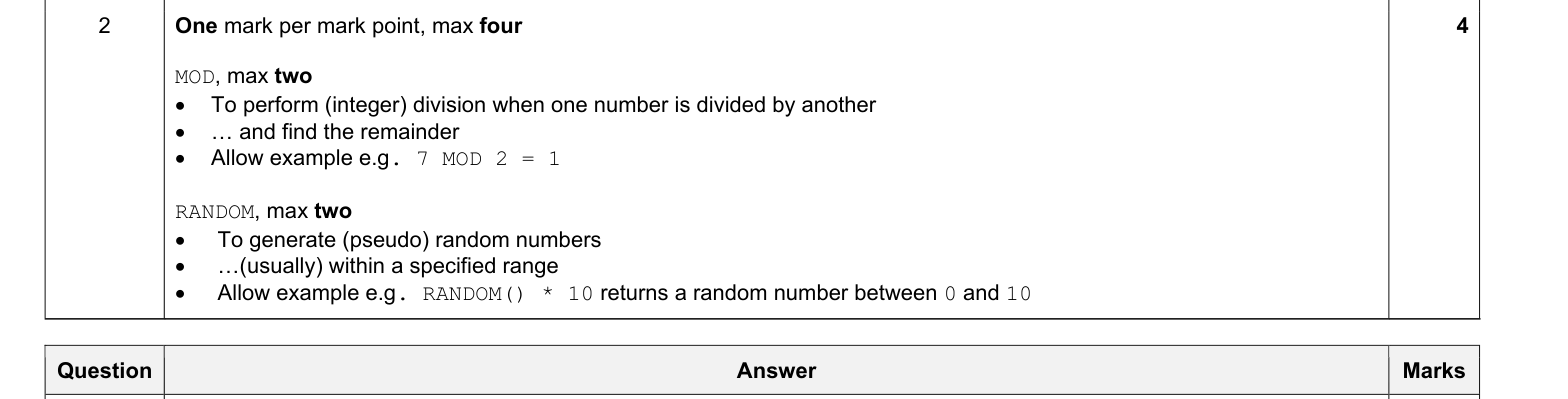 Mark scheme
