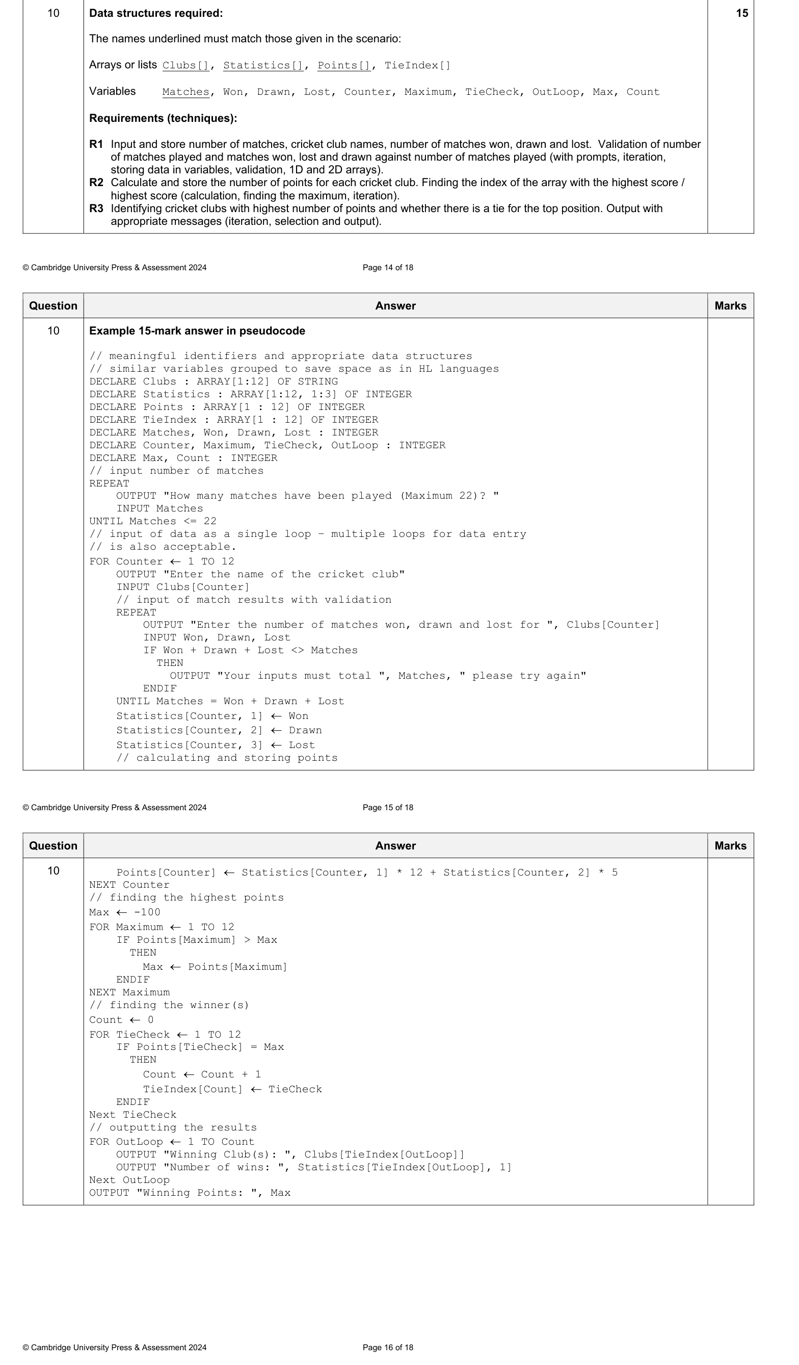 Mark scheme
