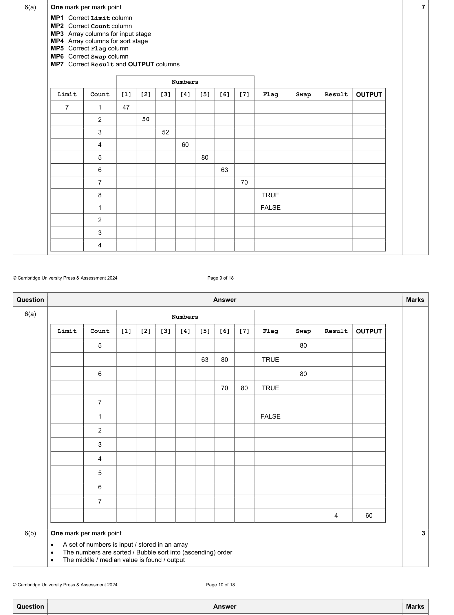 Mark scheme