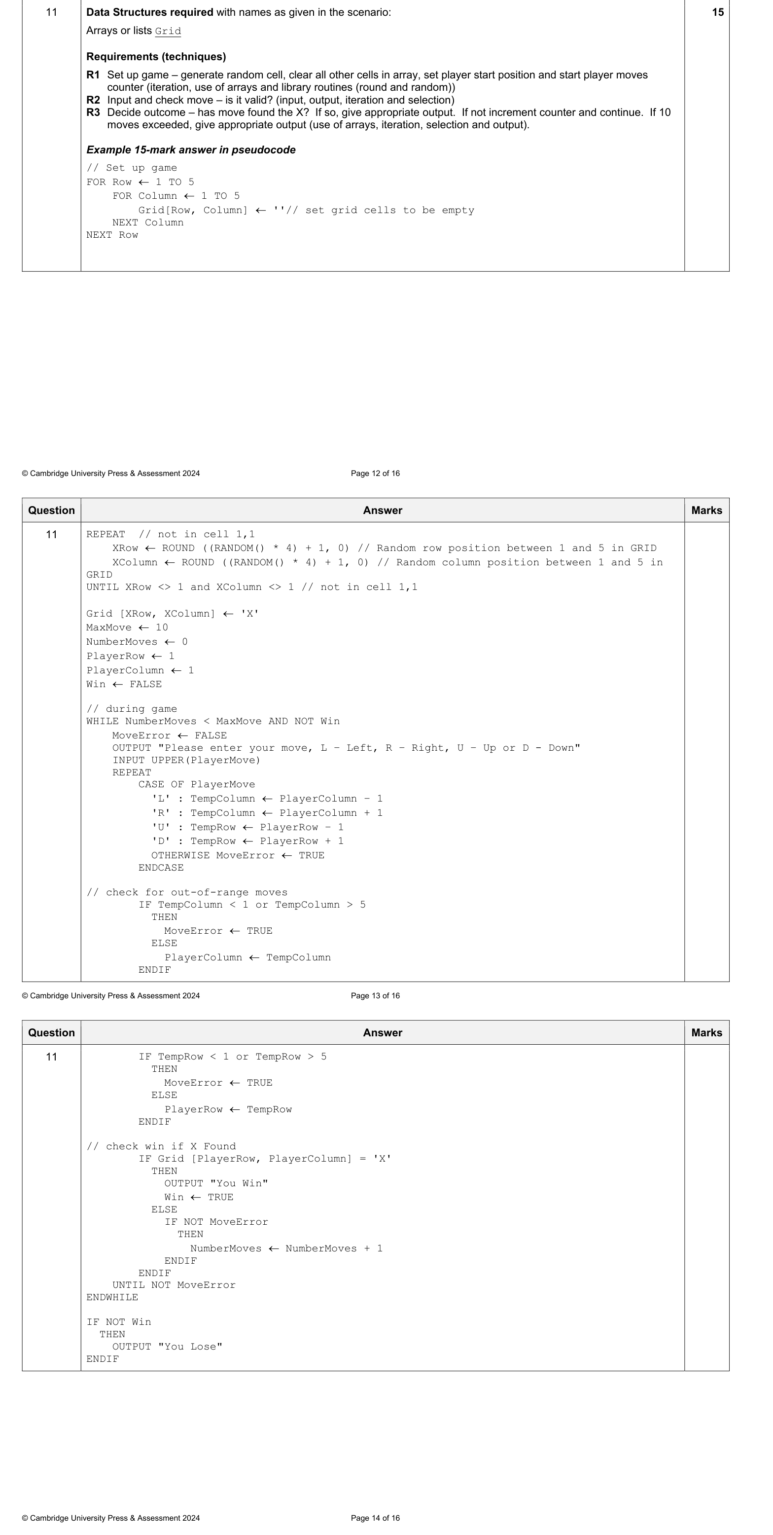 Mark scheme