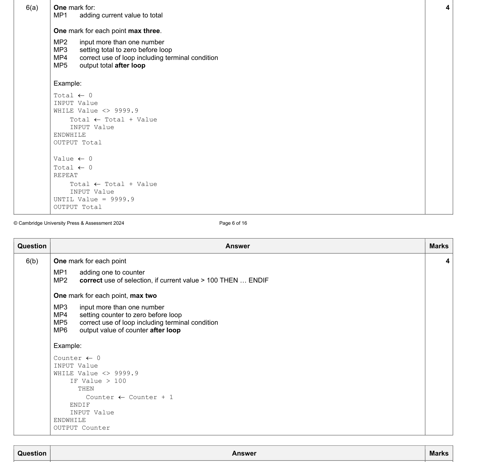 Mark scheme