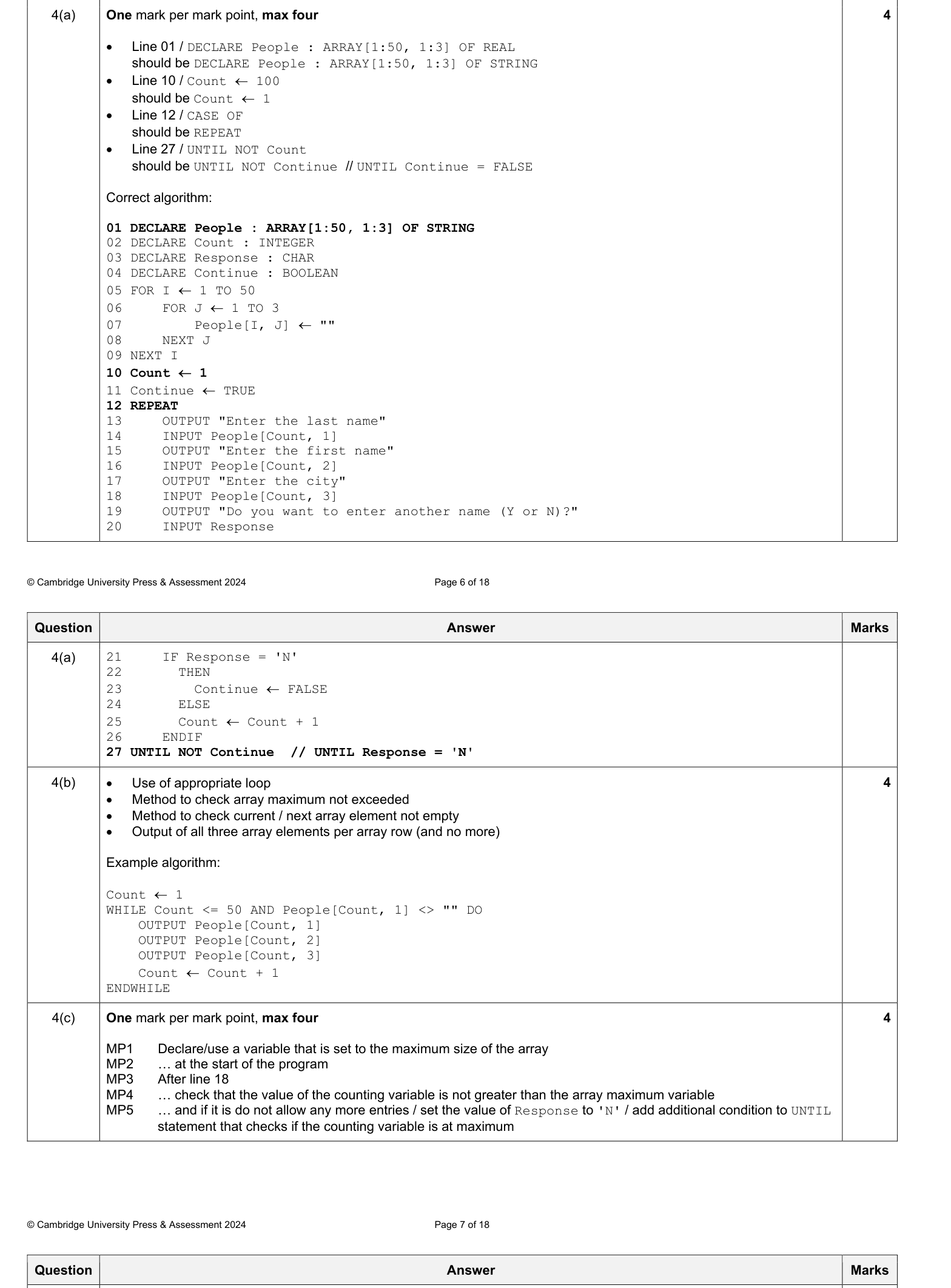 Mark scheme