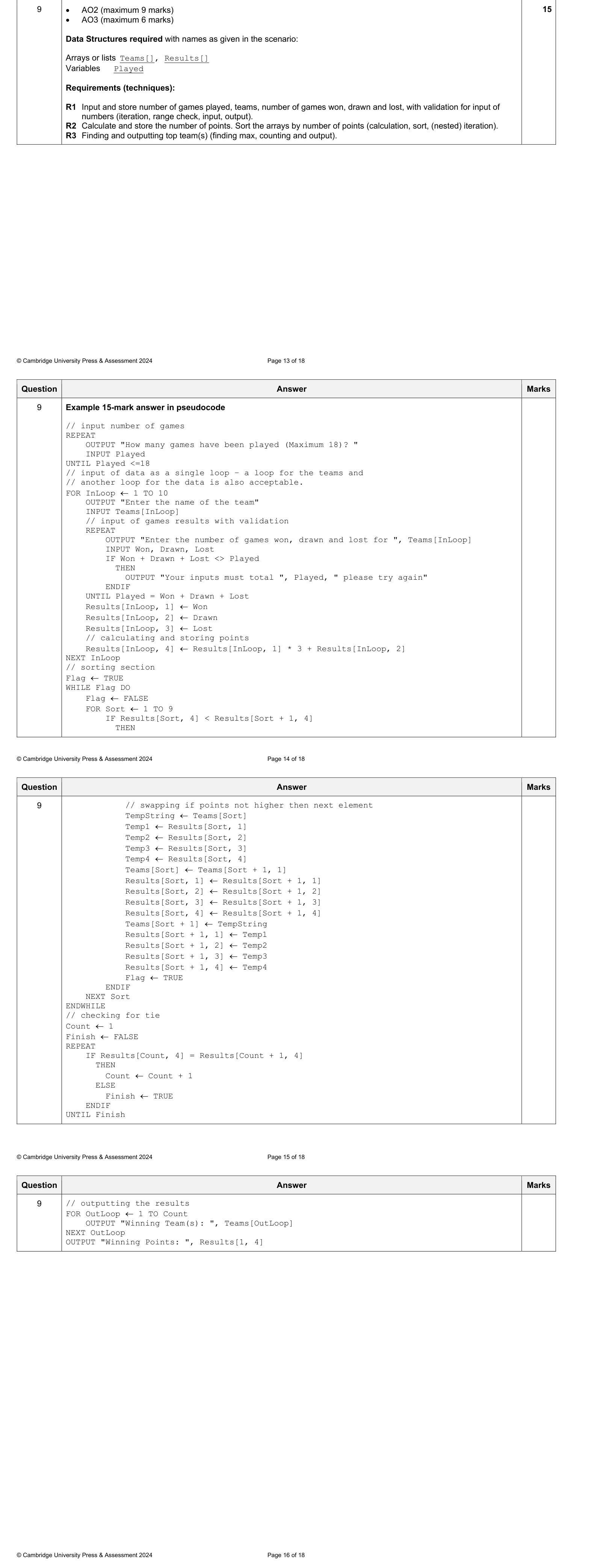 Mark scheme