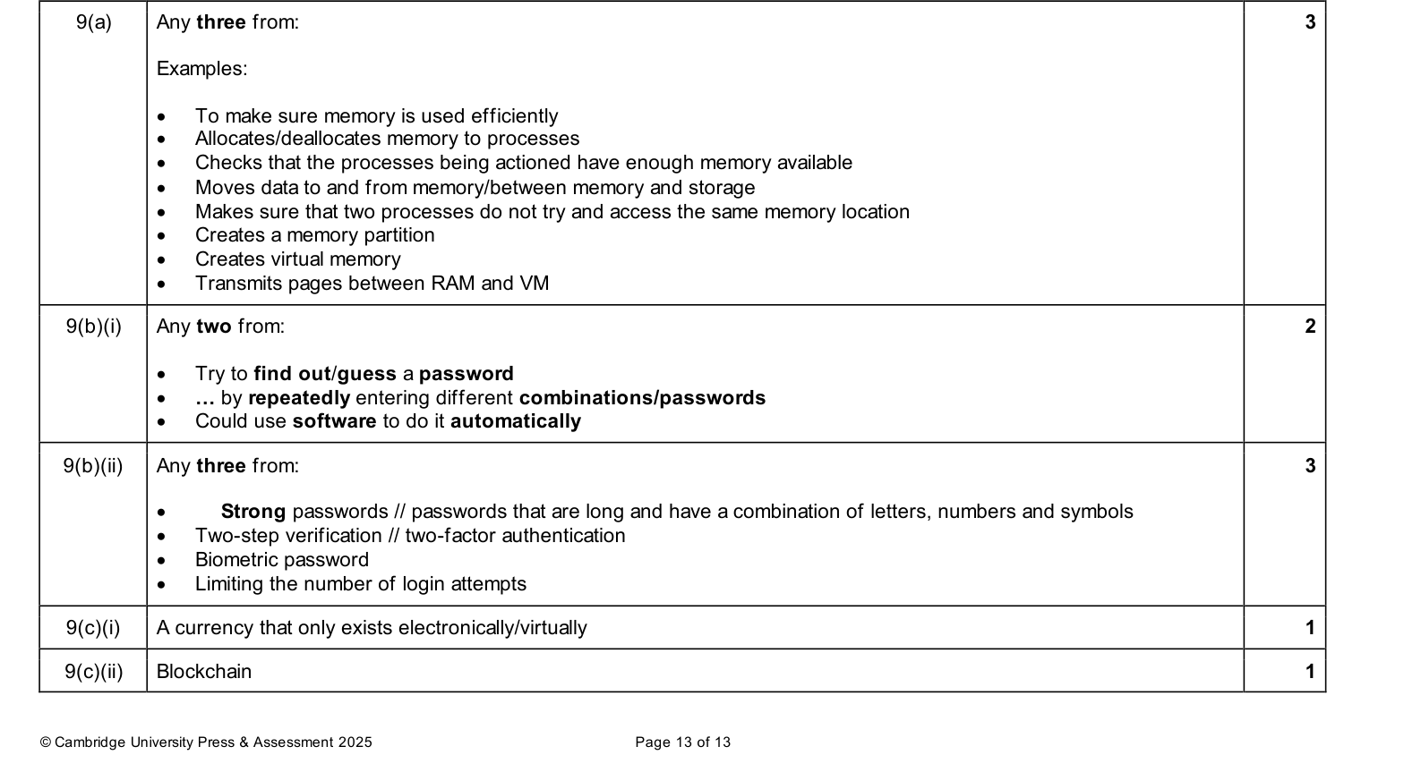 Mark scheme