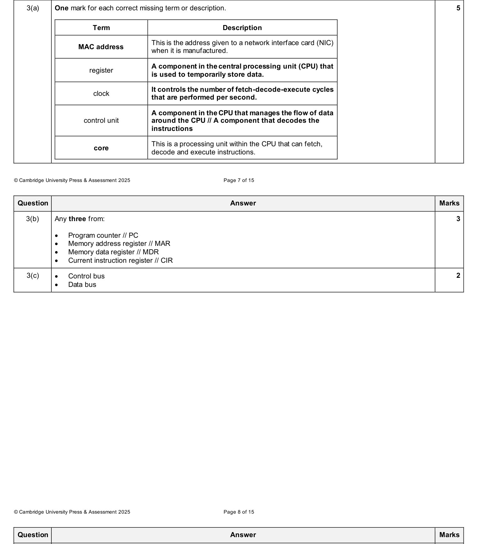Mark scheme