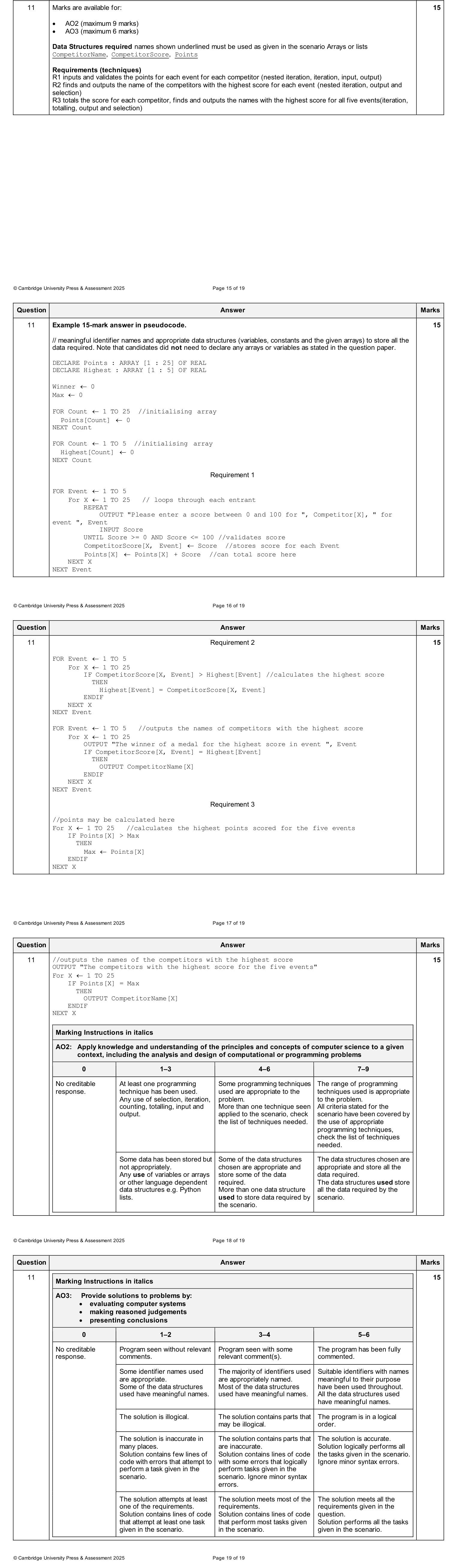 Mark scheme