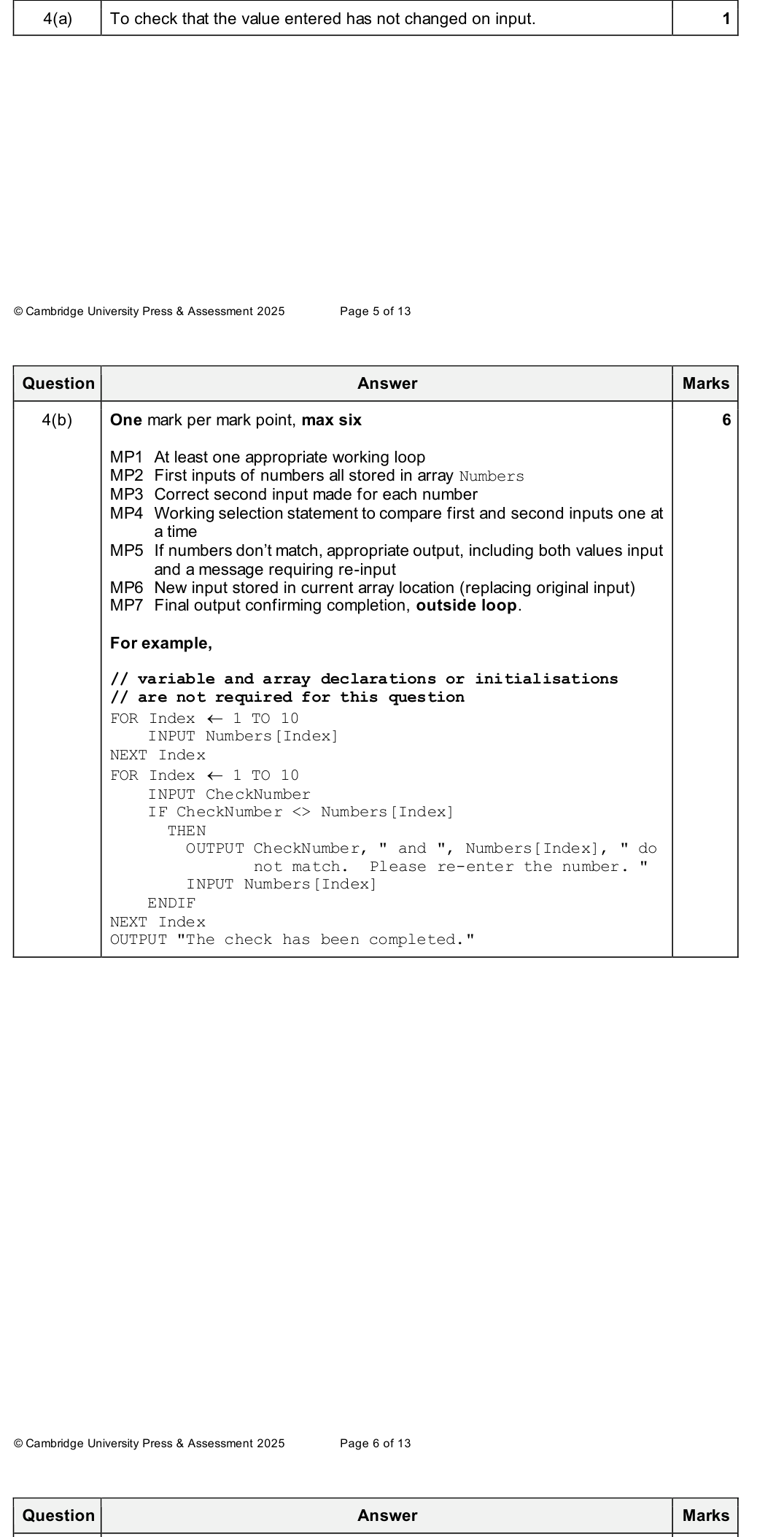 Mark scheme