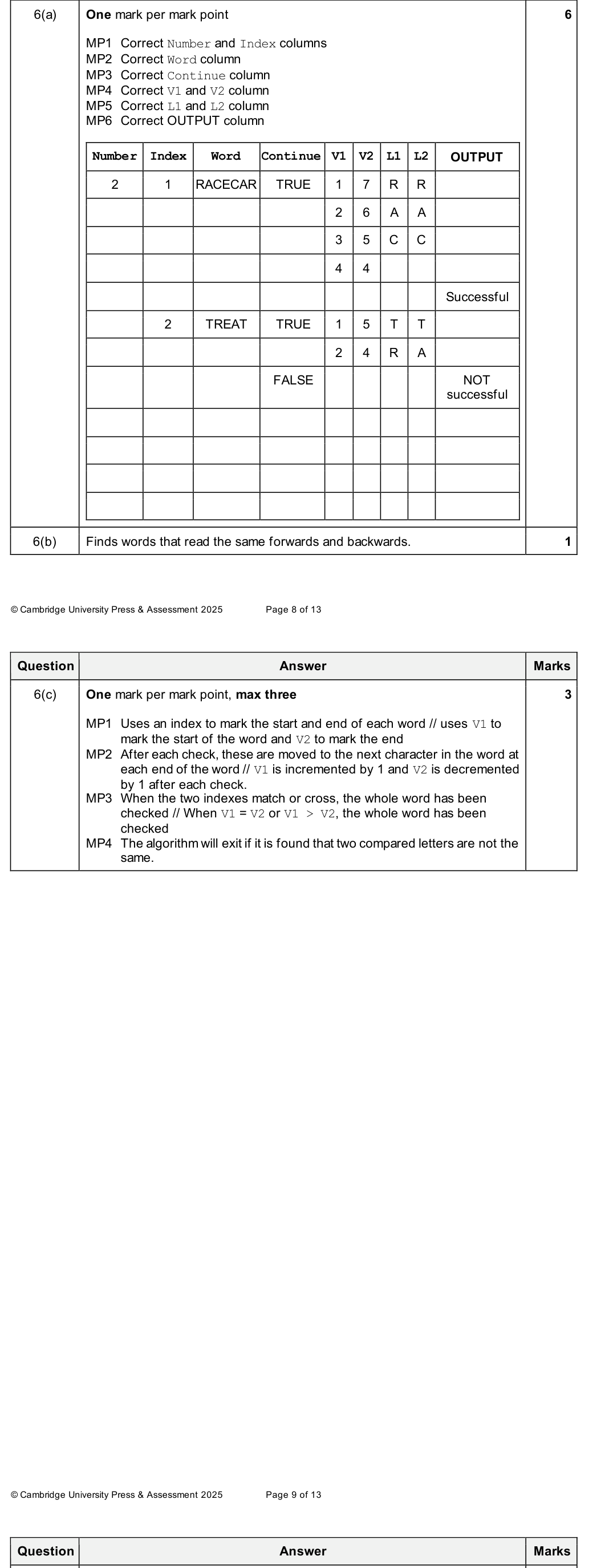 Mark scheme