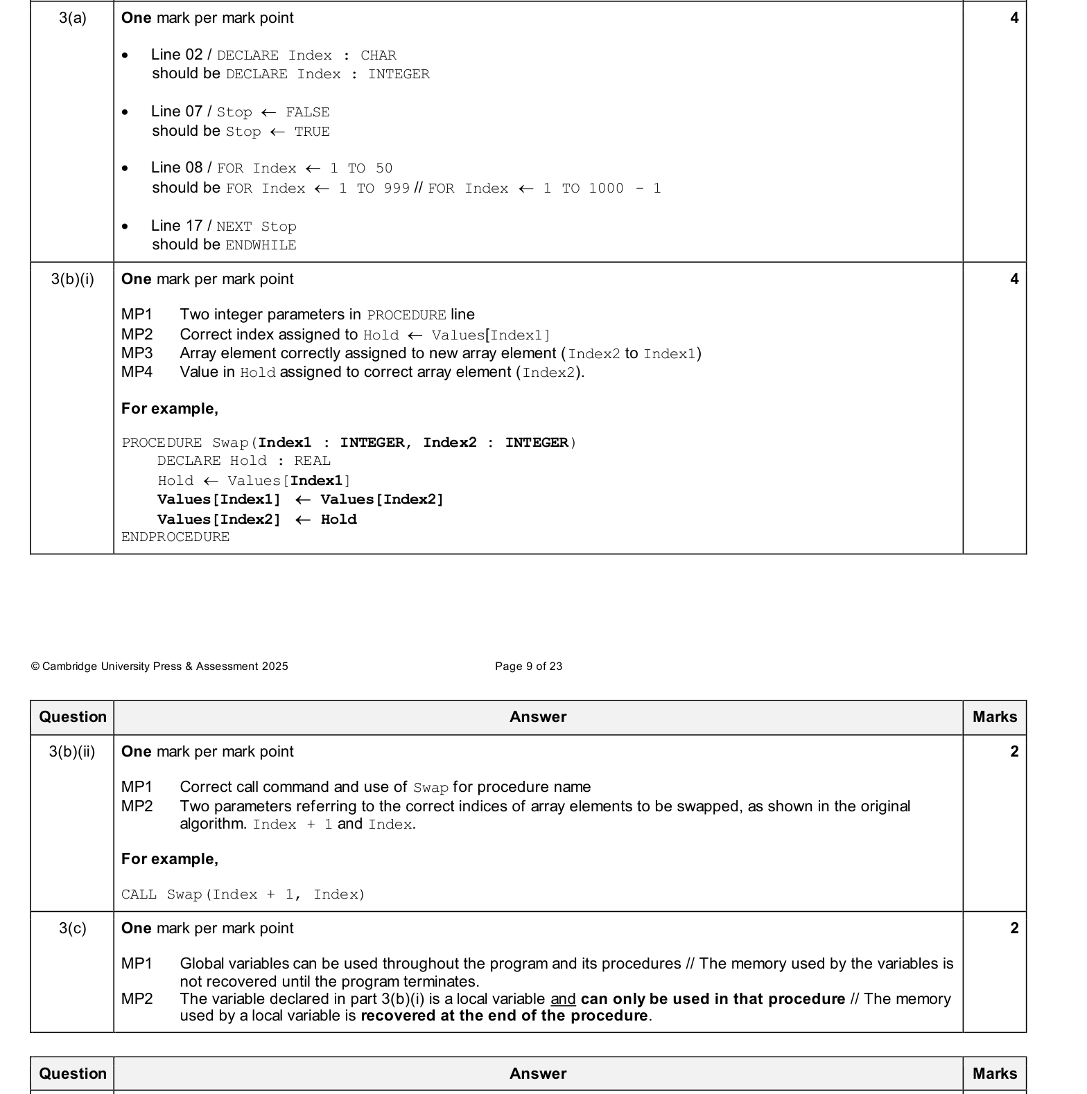 Mark scheme