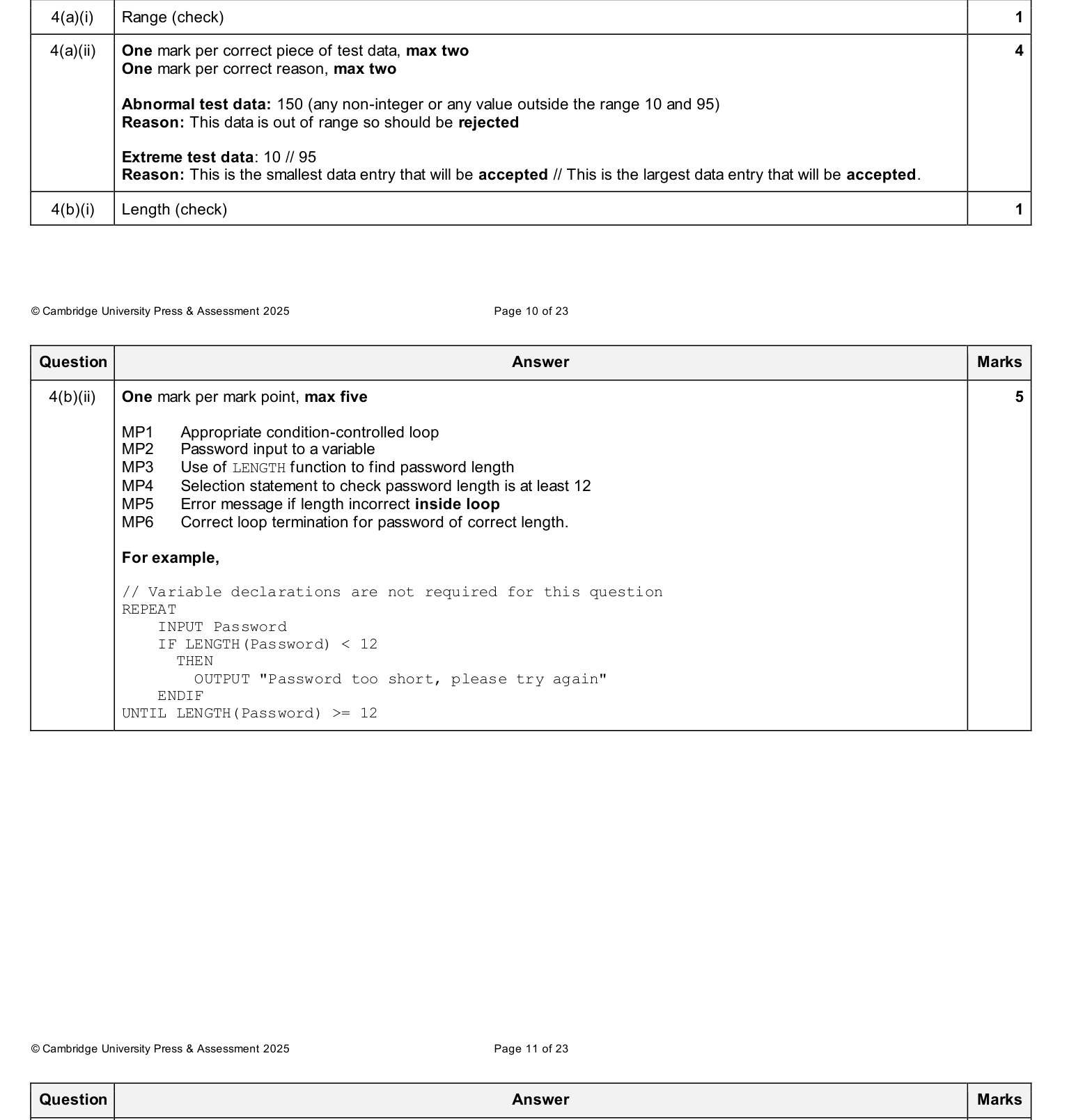 Mark scheme