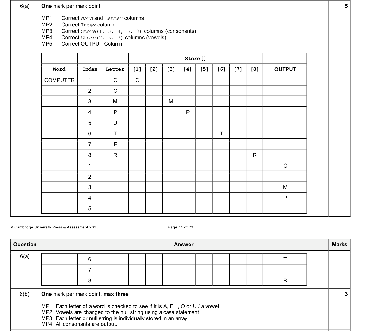 Mark scheme