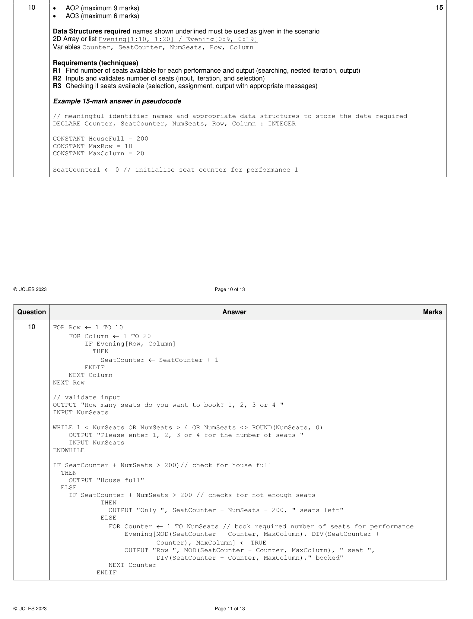 Mark scheme