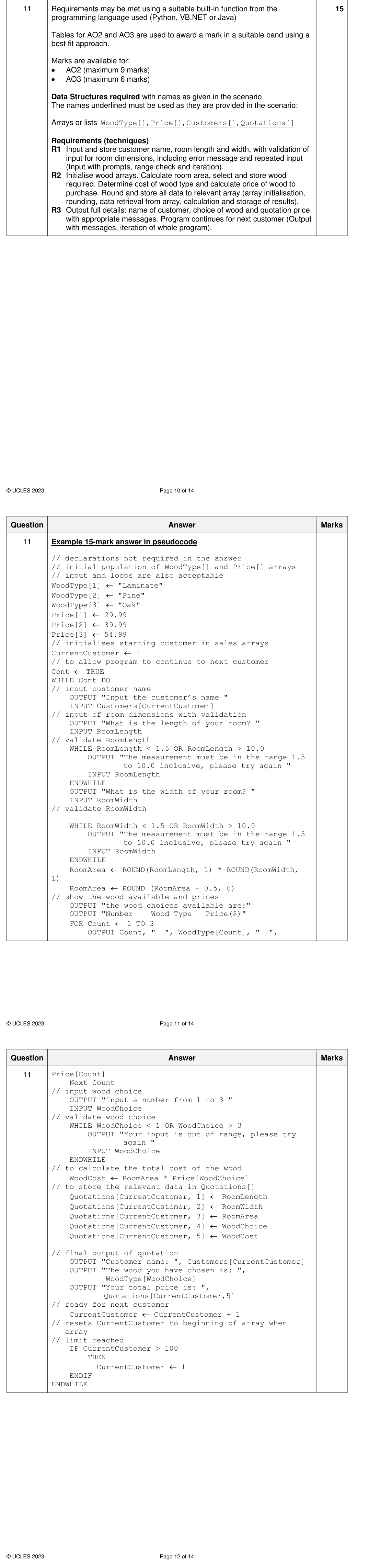 Mark scheme