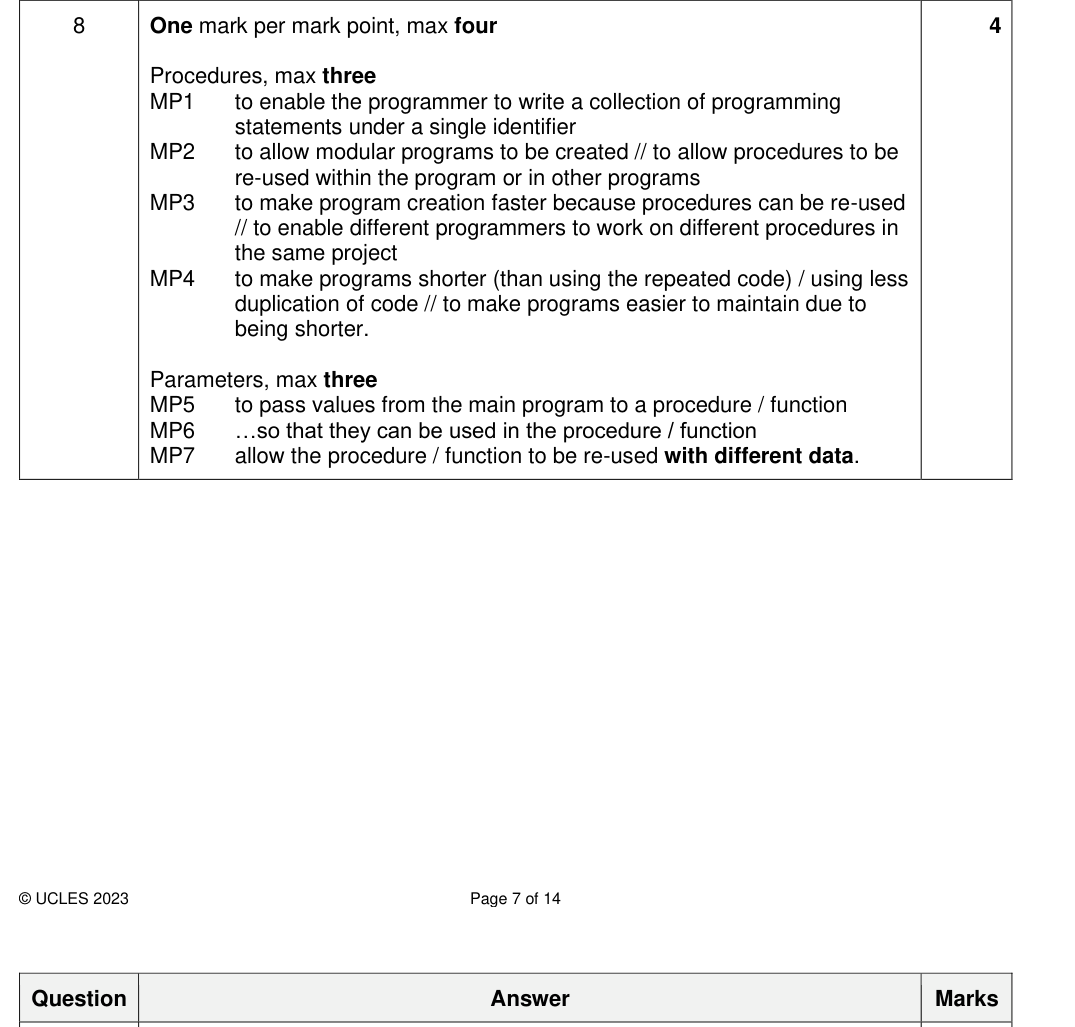 Mark scheme