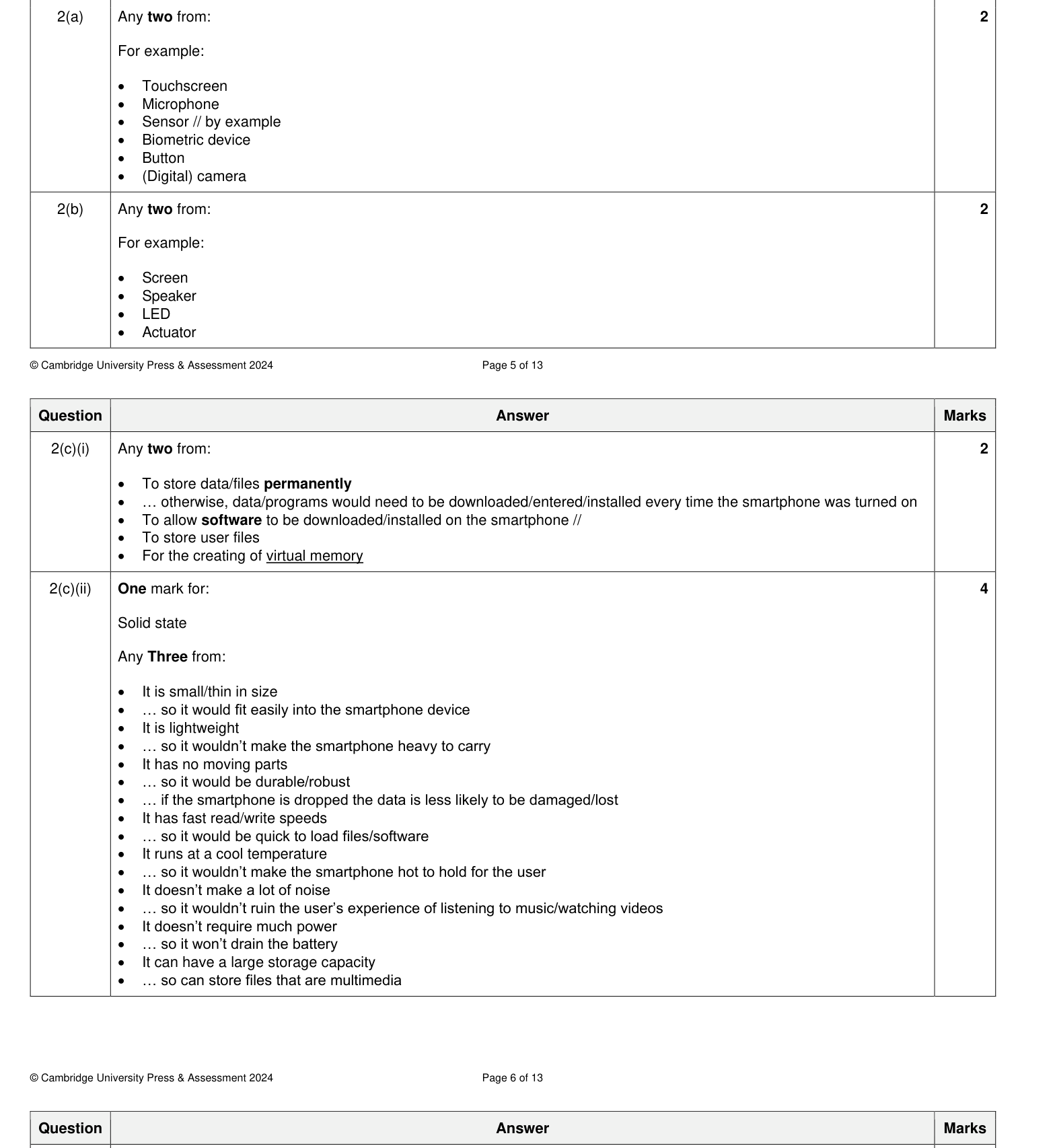 Mark scheme