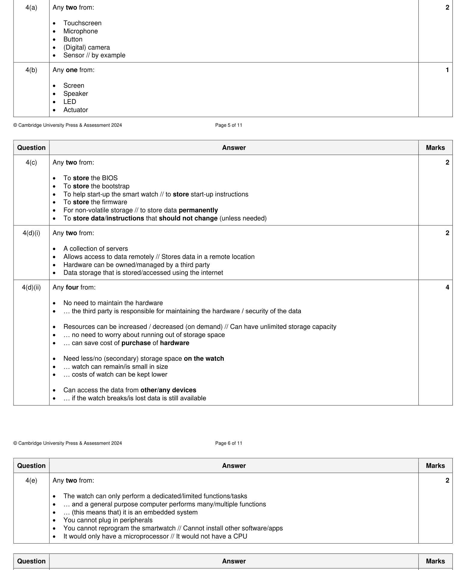 Mark scheme