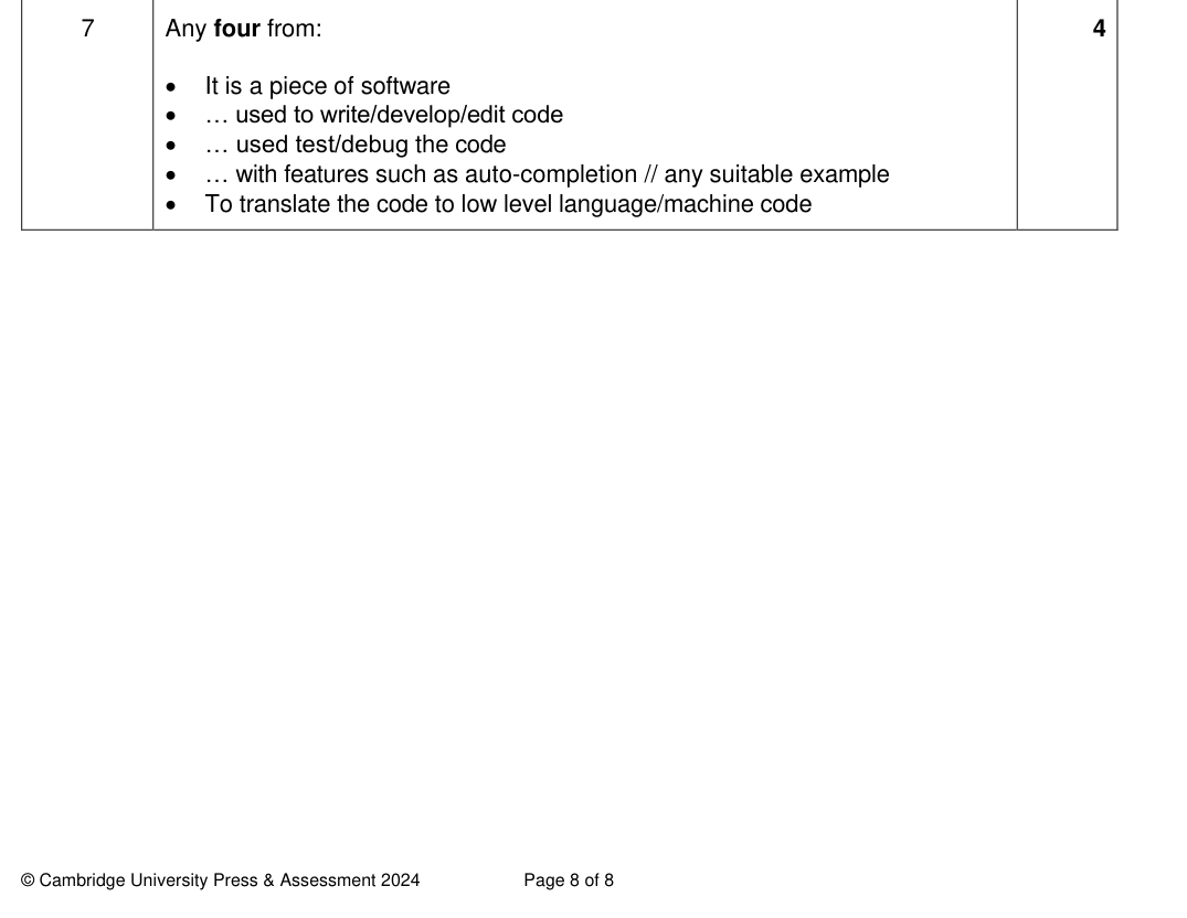 Mark scheme