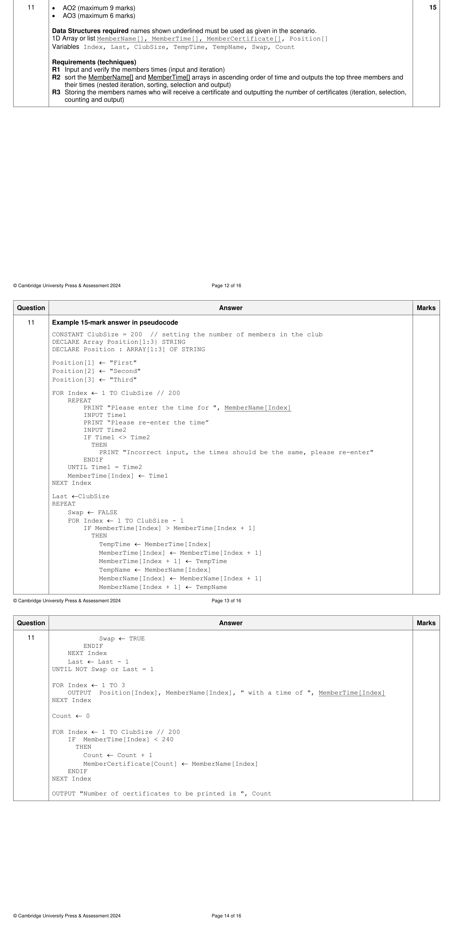 Mark scheme