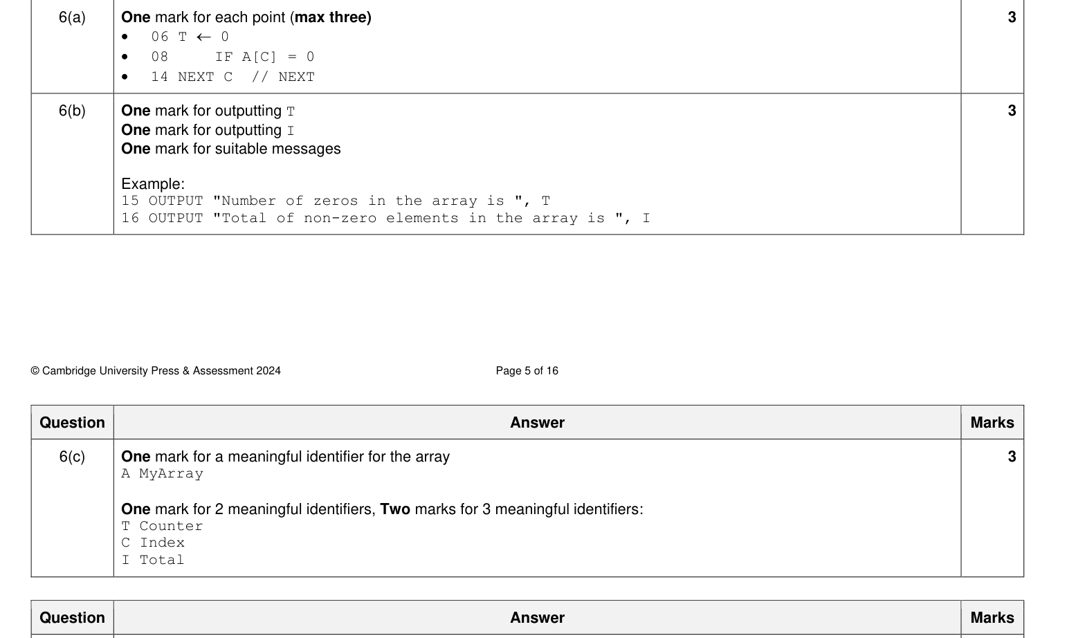 Mark scheme