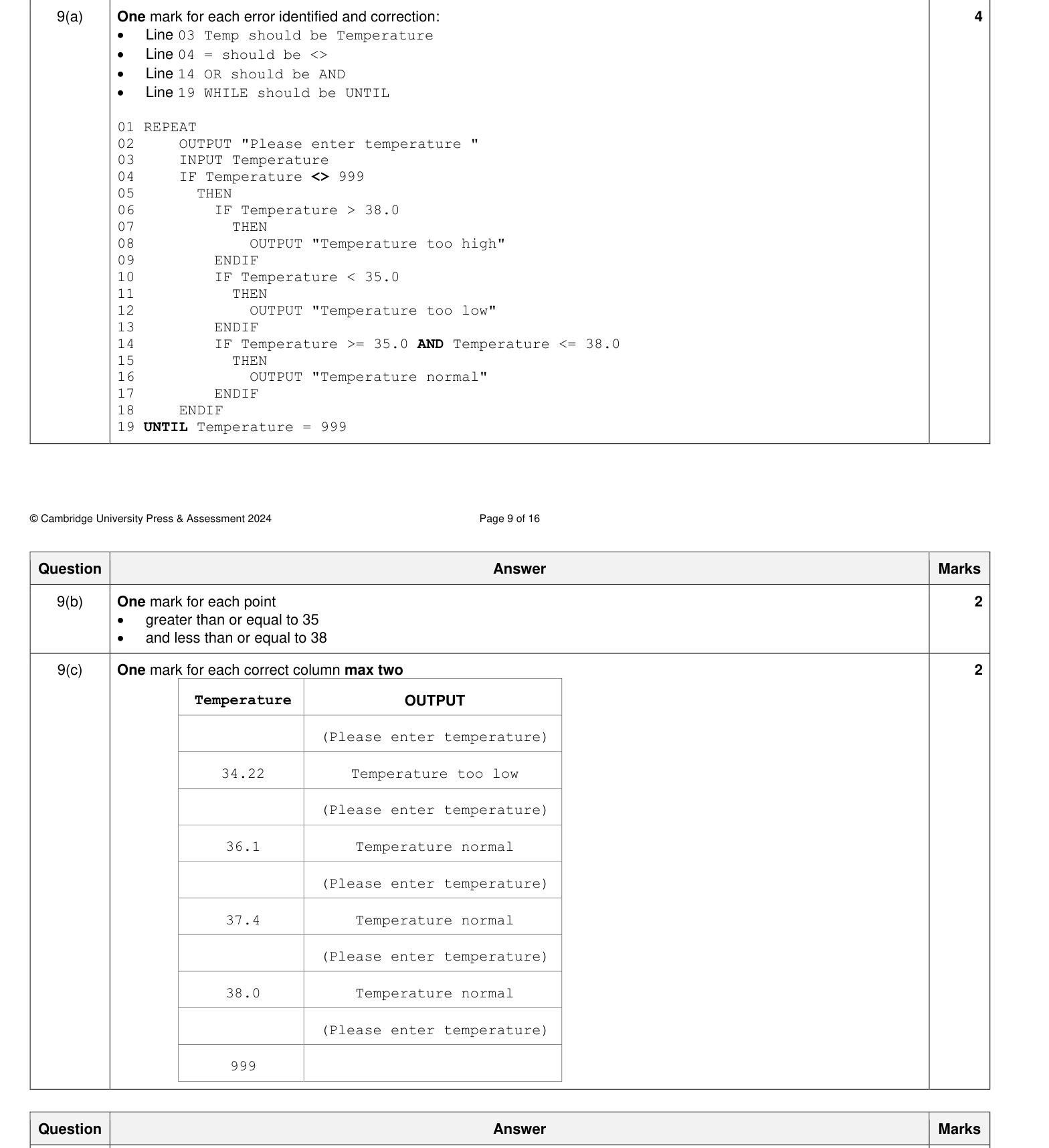 Mark scheme