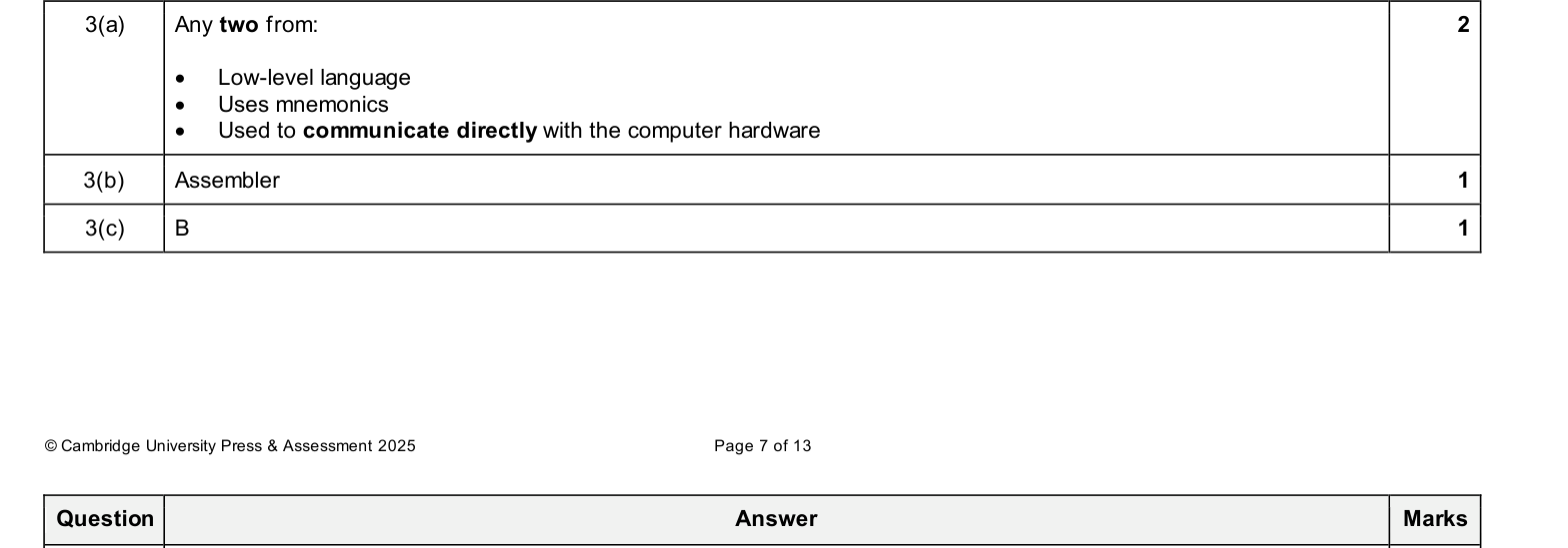 Mark scheme