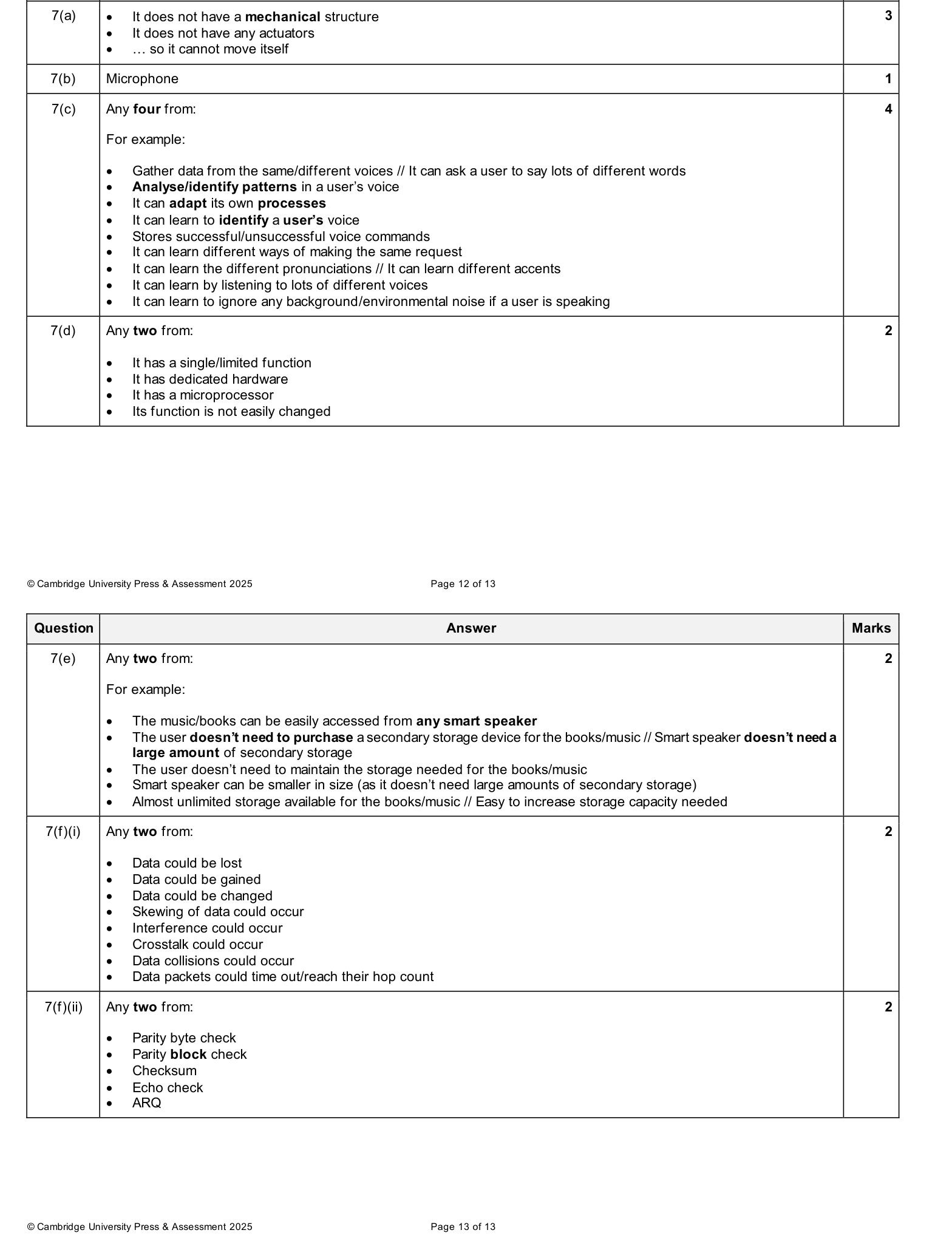 Mark scheme