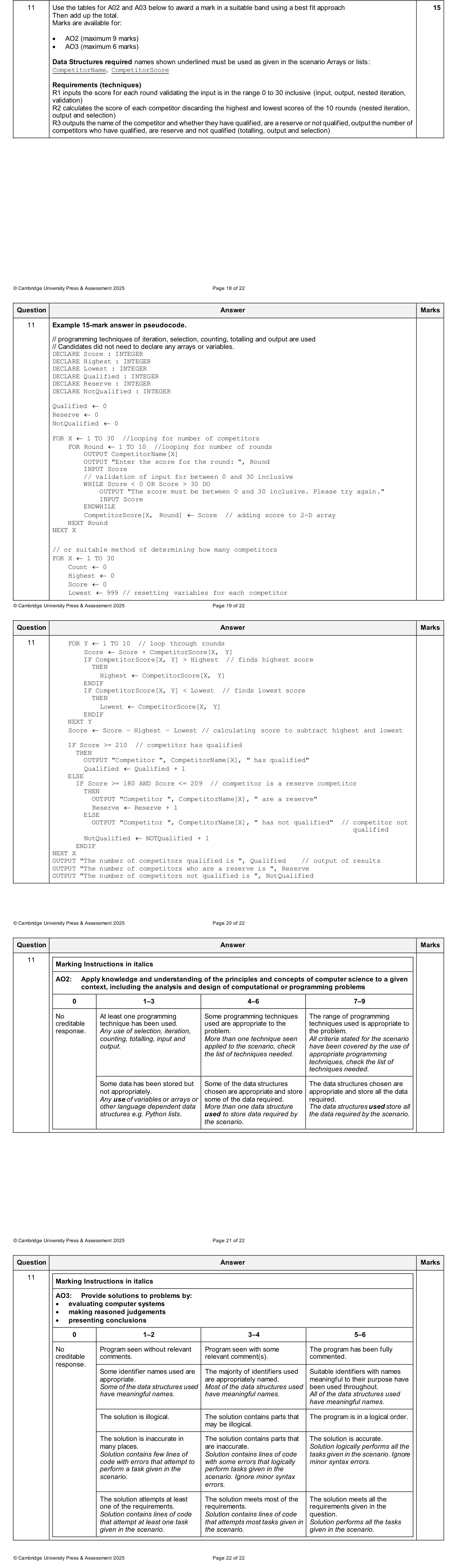 Mark scheme