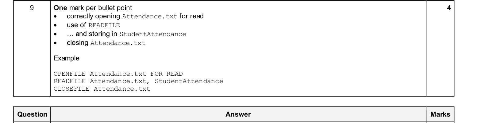 Mark scheme