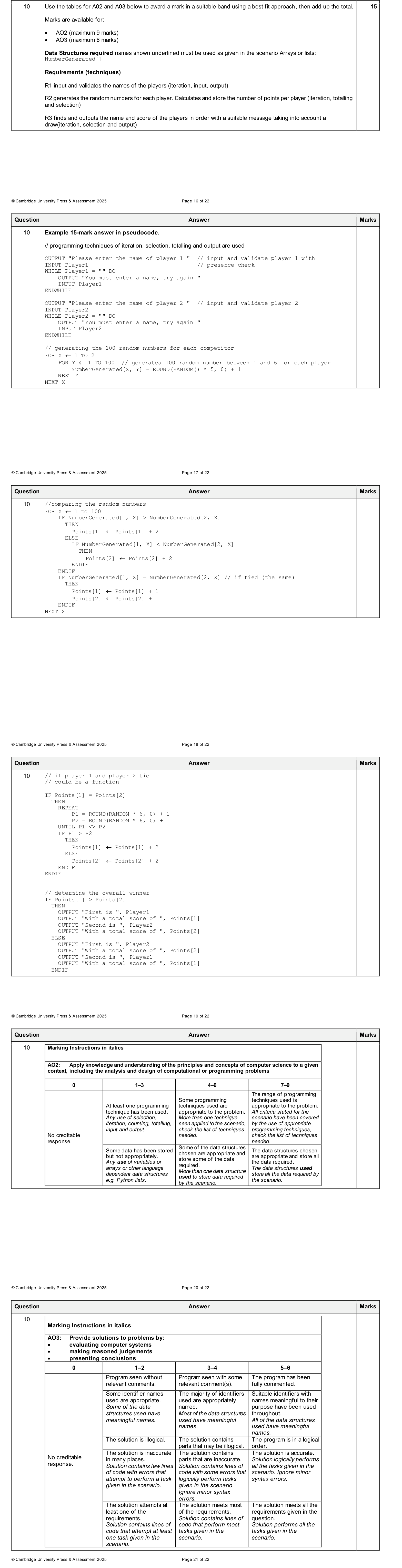 Mark scheme