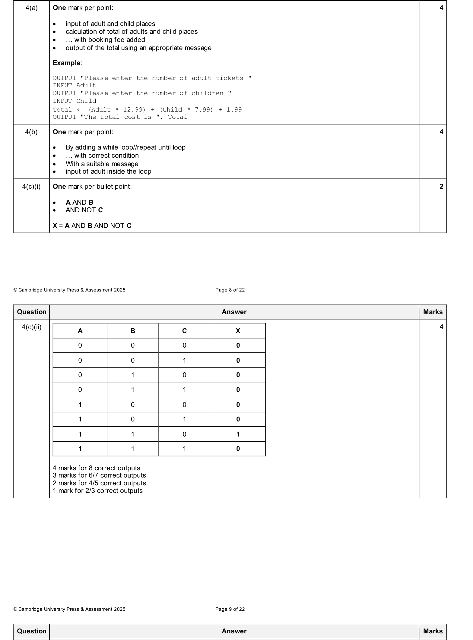 Mark scheme