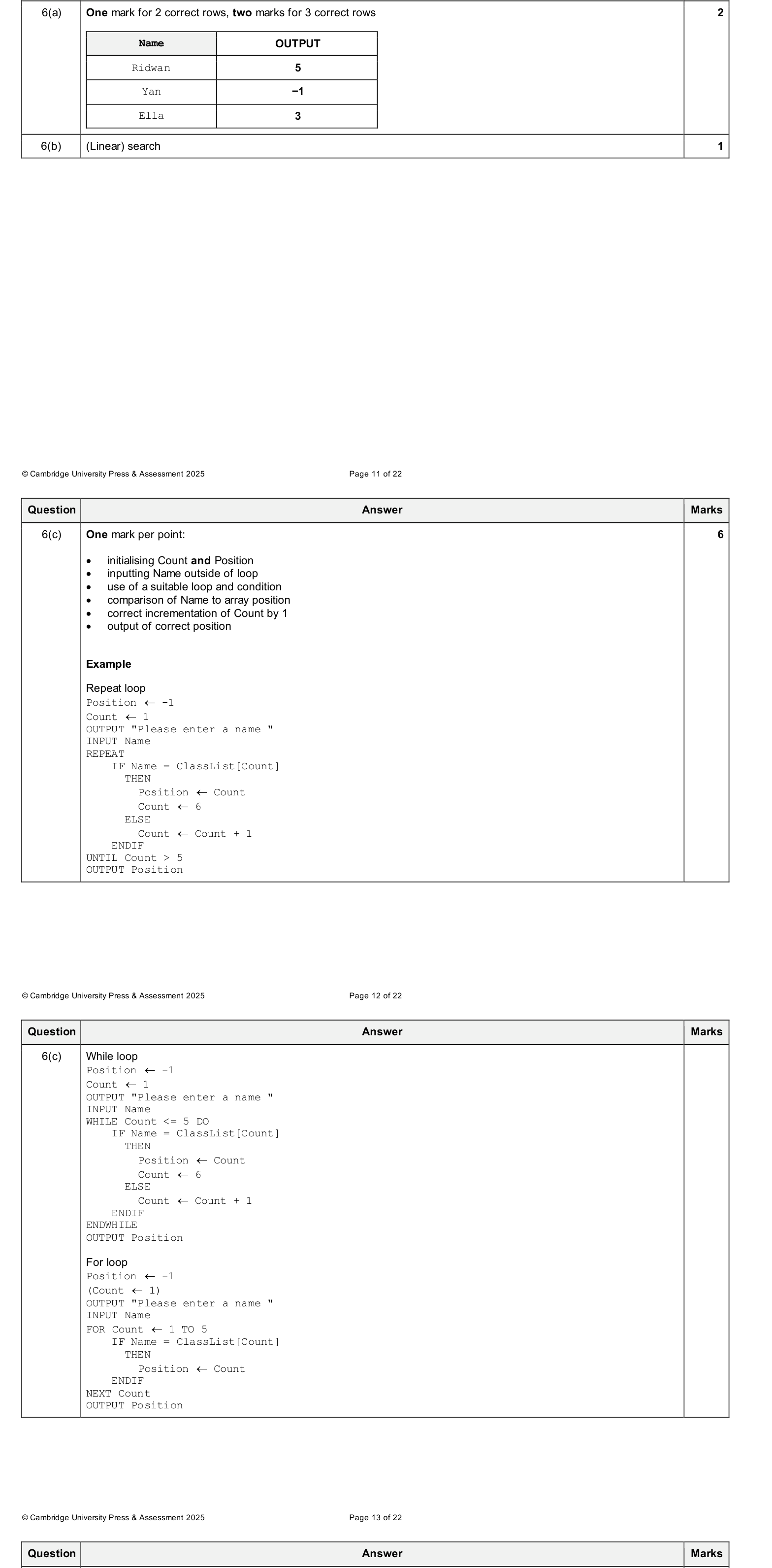 Mark scheme