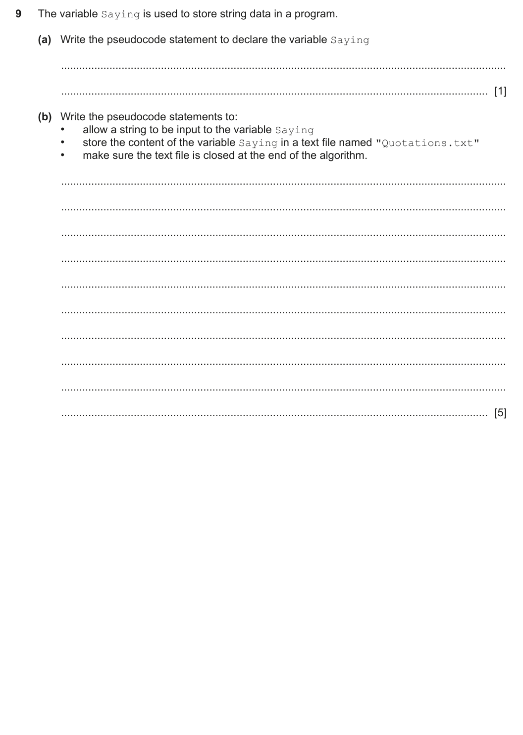 Question 9