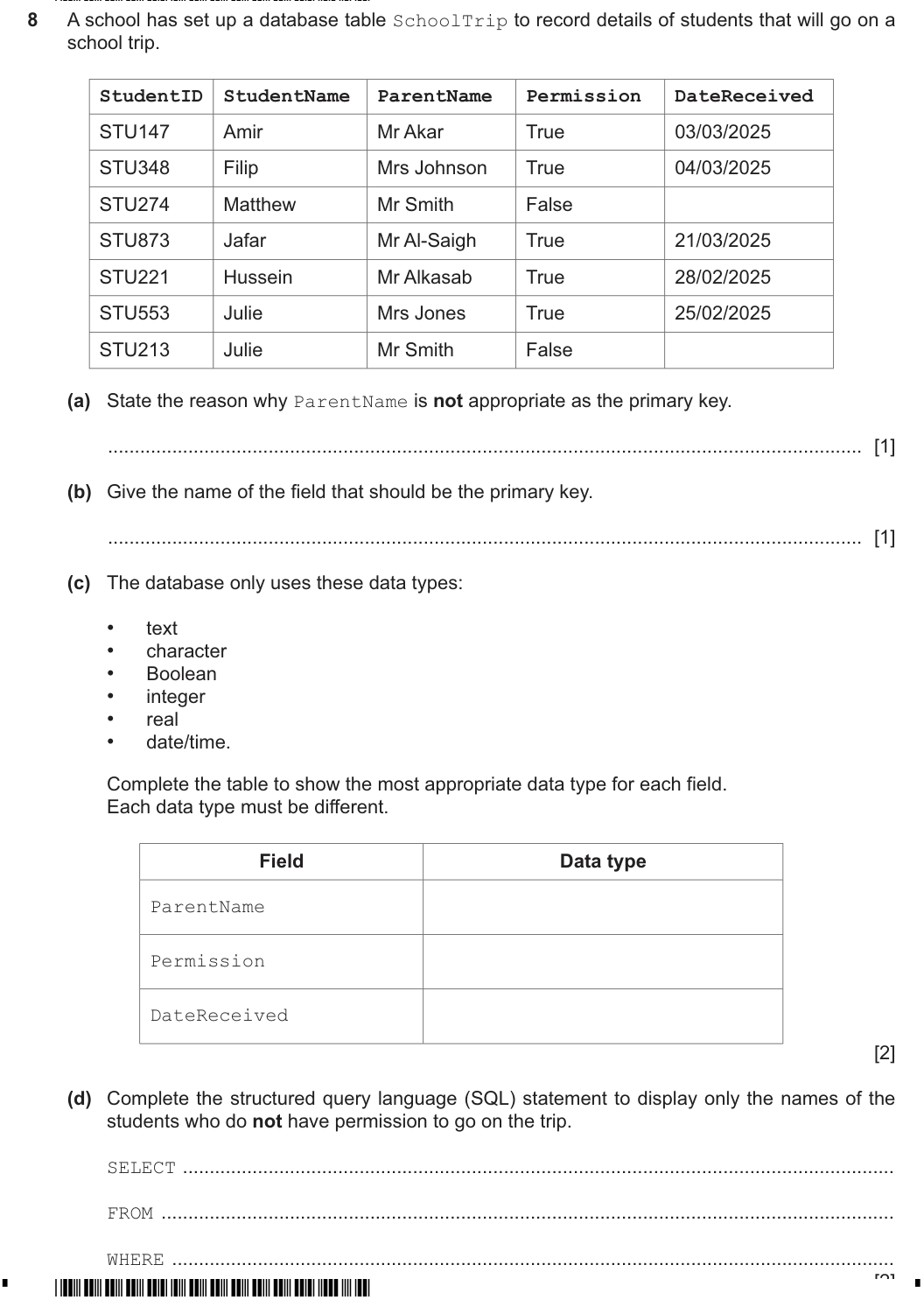 Question 8